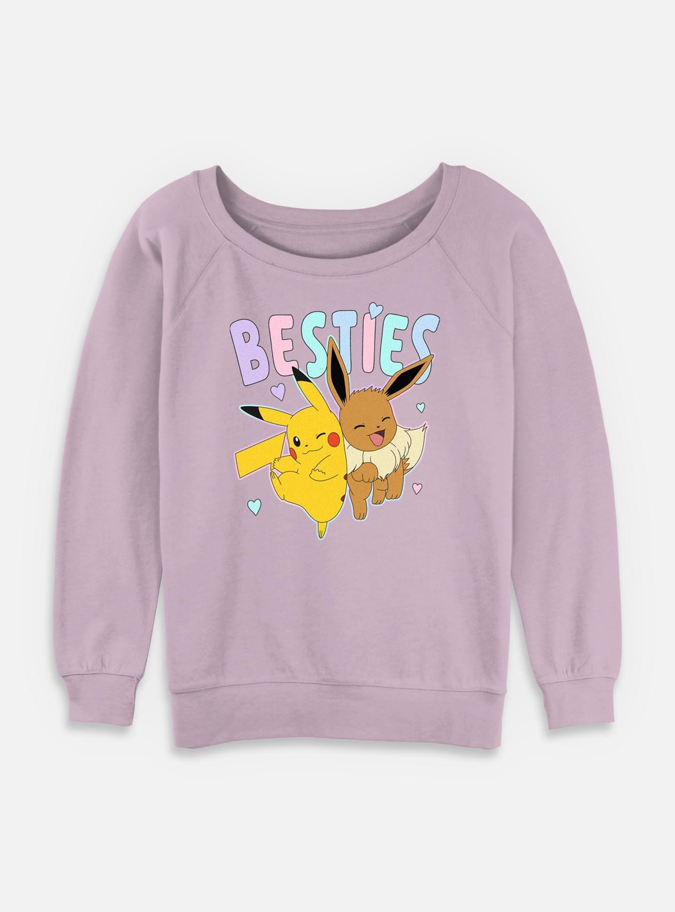 Pokemon Besties Pikachu Eevee Womens Slouchy Sweatshirt, LAVENDER, hi-res