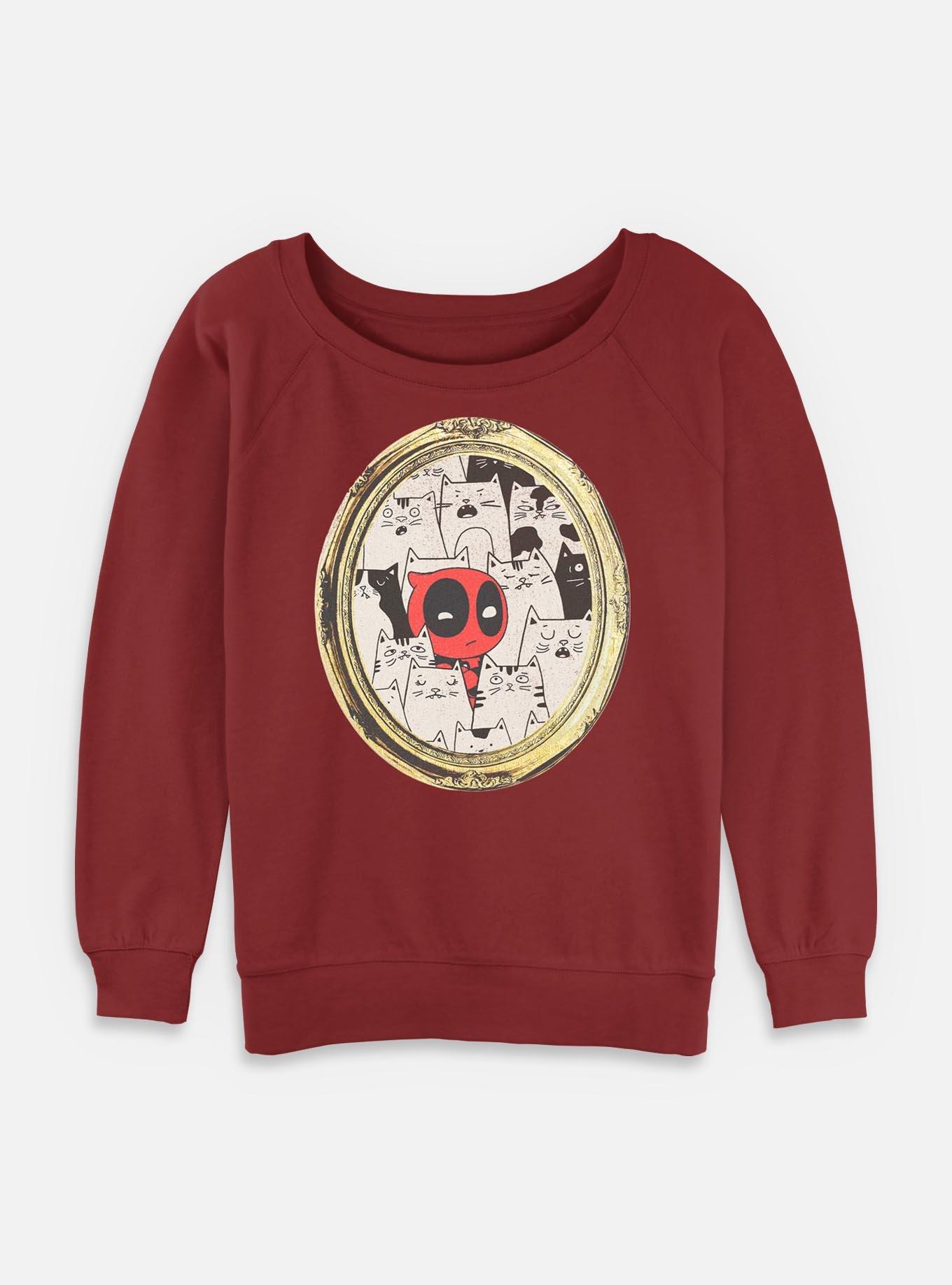 Marvel Deadpool Cats Rule Everything Around Me Womens Slouchy Sweatshirt, , hi-res