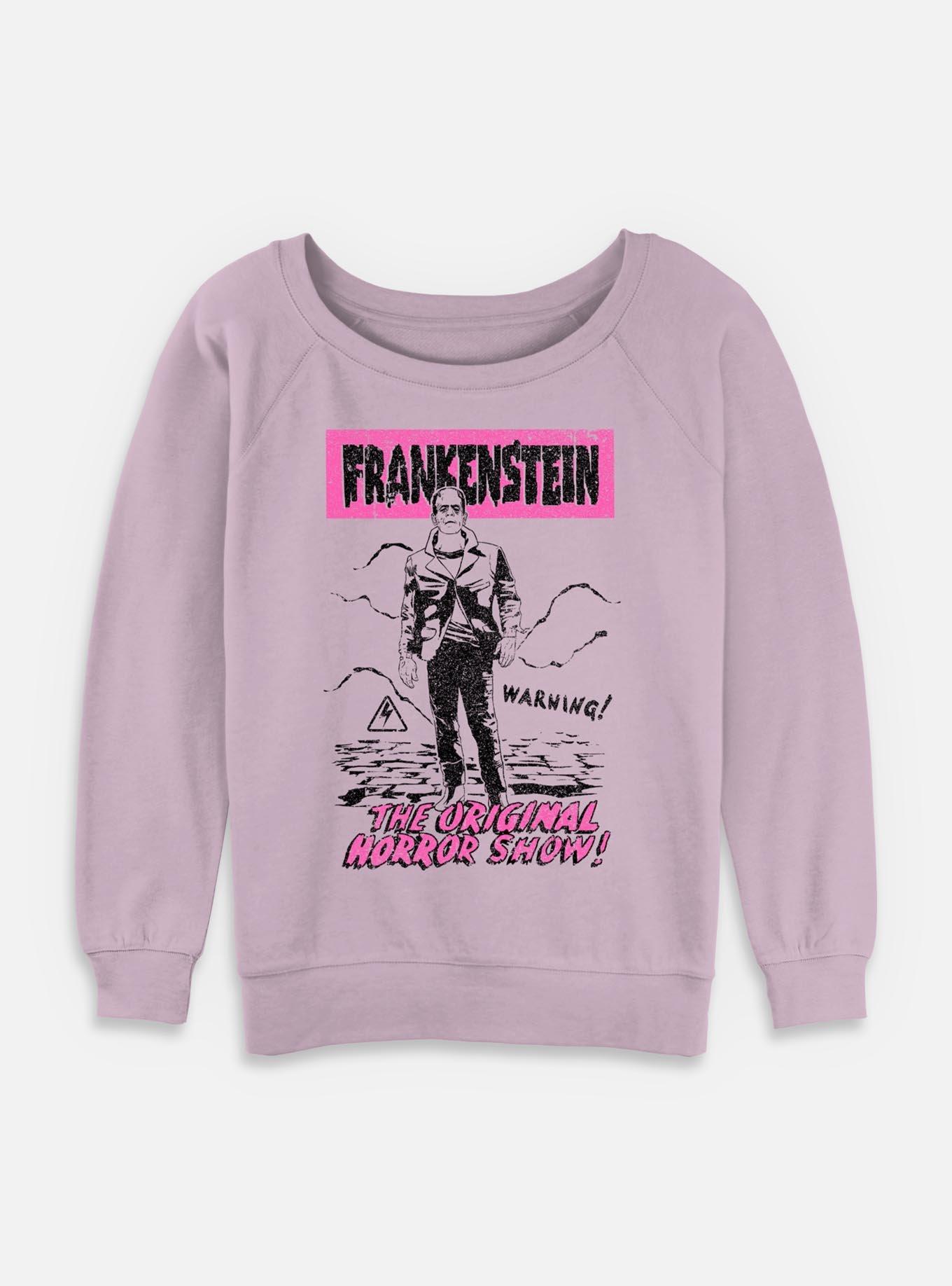 Universal Monsters Frankenstein The Original Horror Show Womens Slouchy Sweatshirt, LAVENDER, hi-res