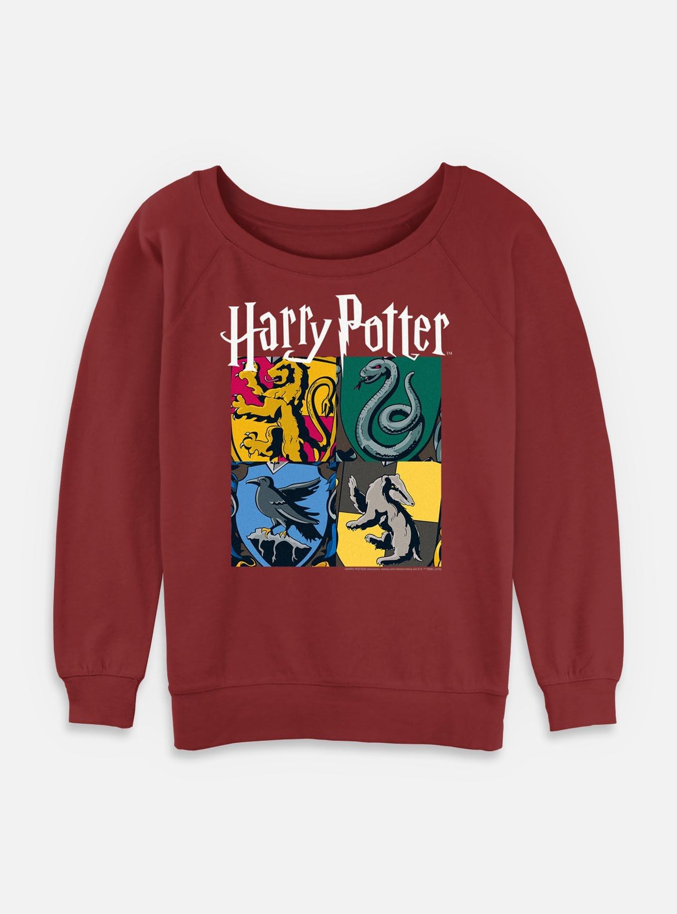 Harry Potter All Houses Emblems Womens Slouchy Sweatshirt, , hi-res