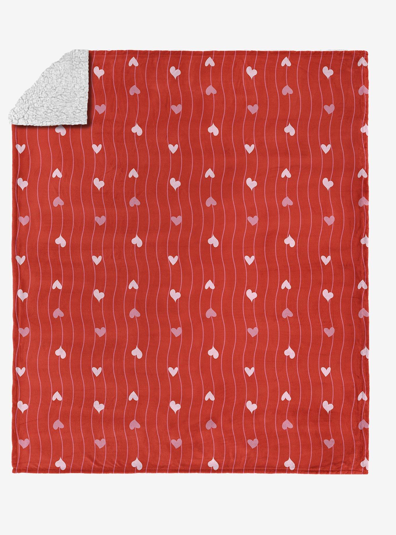 Line Hearts Silk Touch Sherpa Throw Blanket, , hi-res