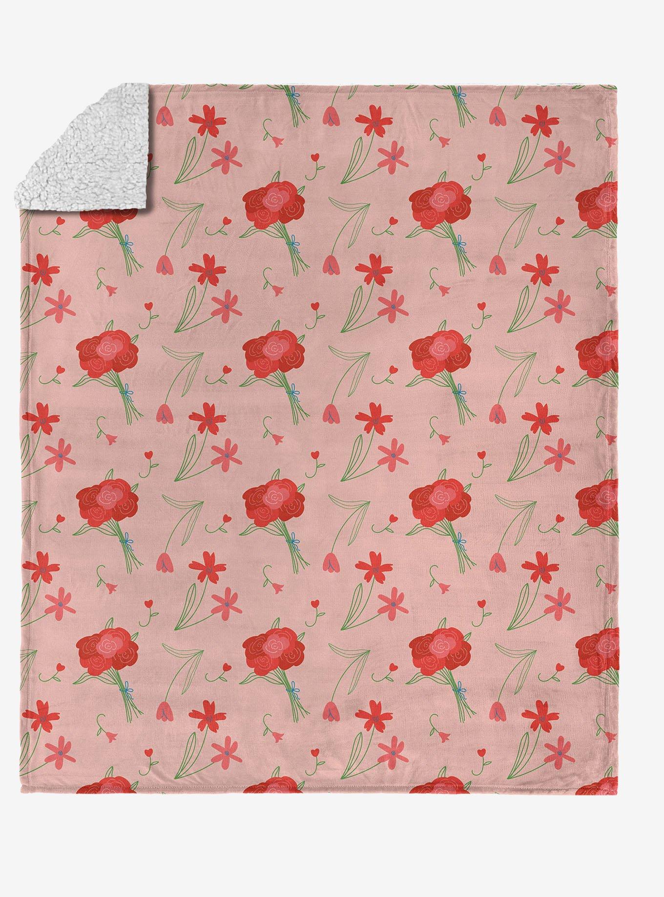 Flowers Silk Touch Sherpa Throw Blanket, , hi-res