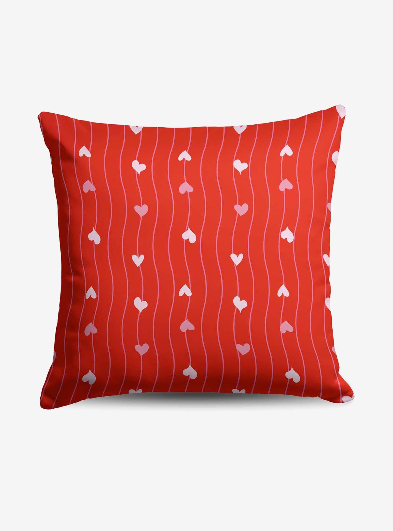 Line Hearts Throw Pillow, , hi-res