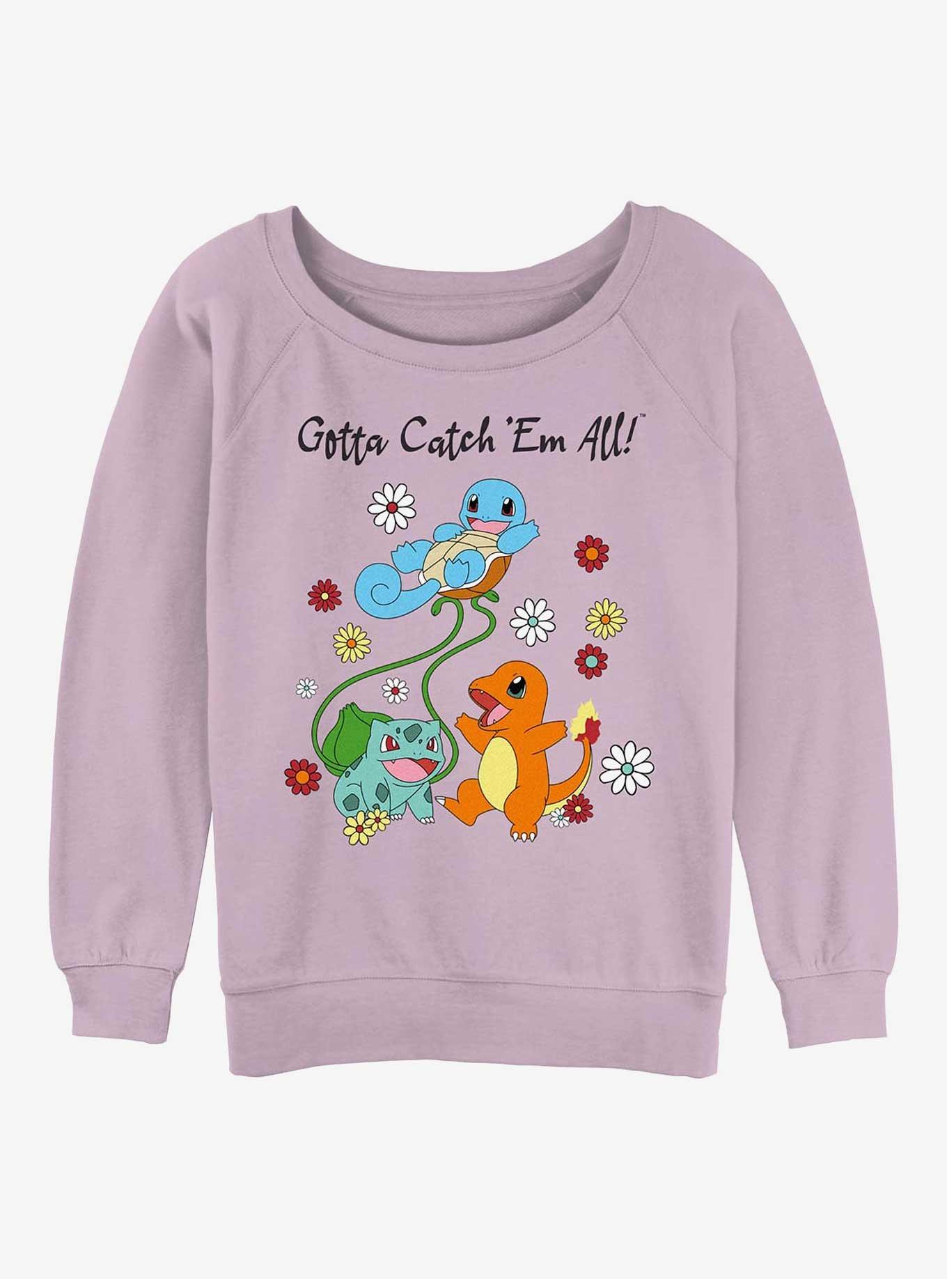 Pokemon Catch Em All Flowers Girls Slouchy Sweatshirt, , hi-res