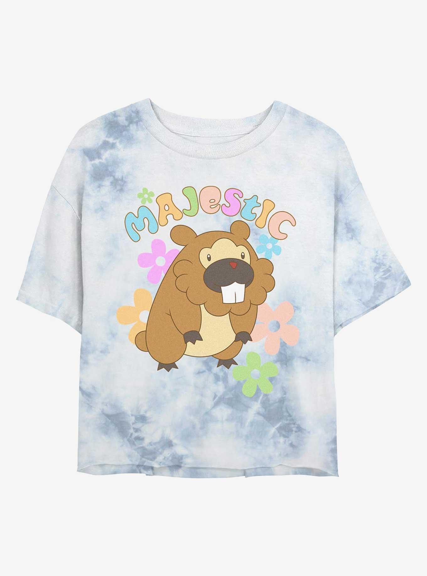Pokemon Bidoof Majestic Girls Tie-Dye Crop T-Shirt, , hi-res