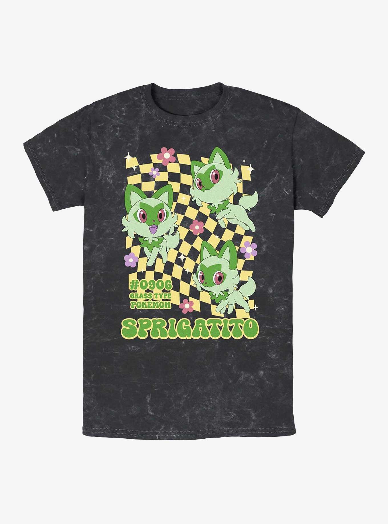 Pokemon Sprigatito Grass Type Mineral Wash T-Shirt, , hi-res