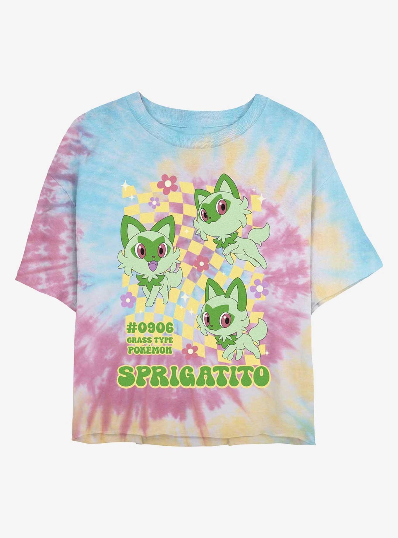 Pokemon Sprigatito Grass Type Girls Tie-Dye Crop T-Shirt, , hi-res