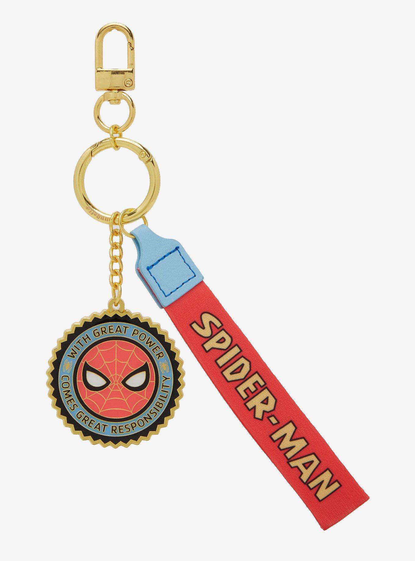 Loungefly Marvel Spider-Man Retro Badge Wristlet Keychain - BoxLunch Exclusive, , hi-res