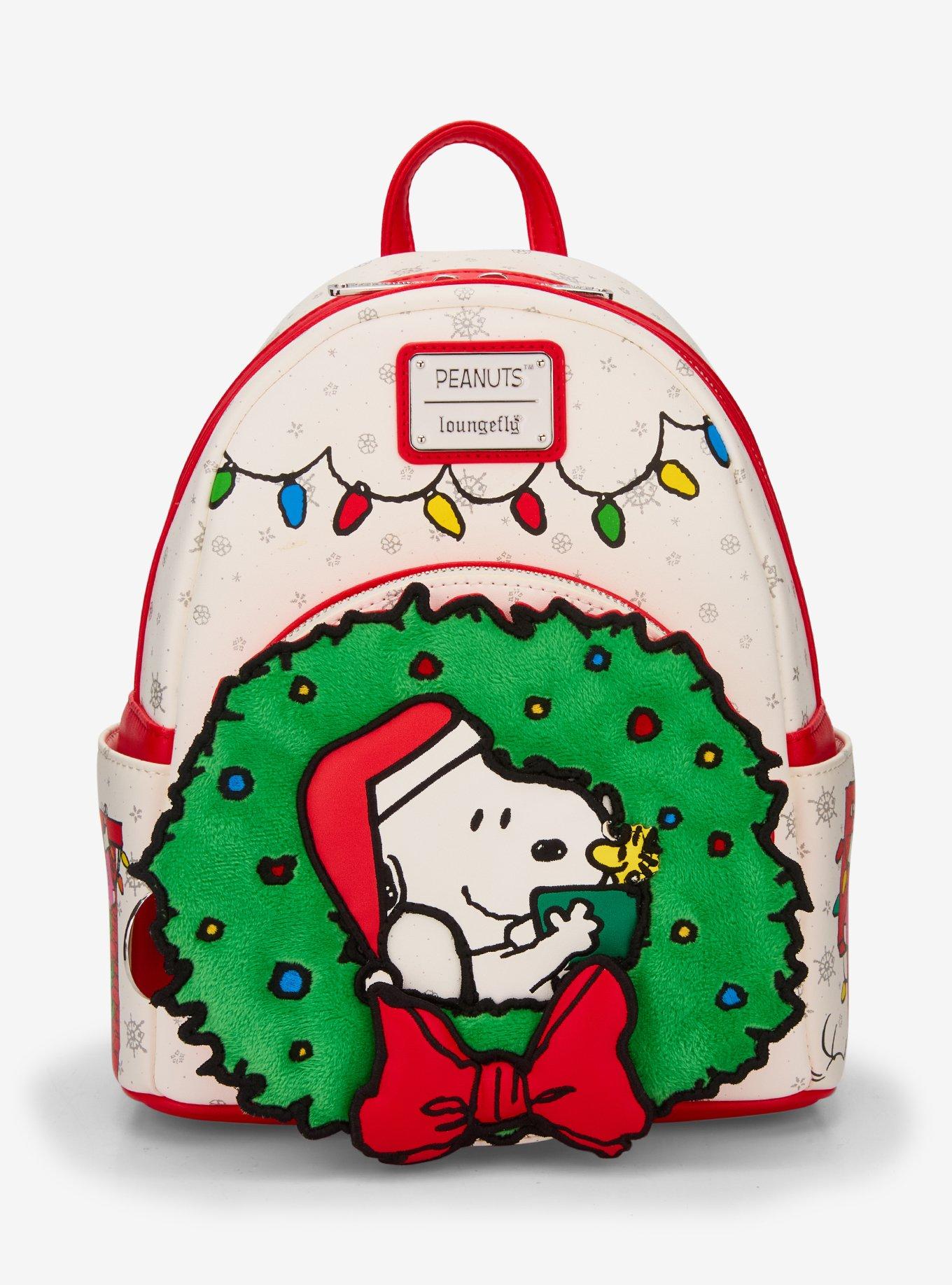 Loungefly Peanuts Snoopy & Woodstock Holiday Wreath Mini Backpack