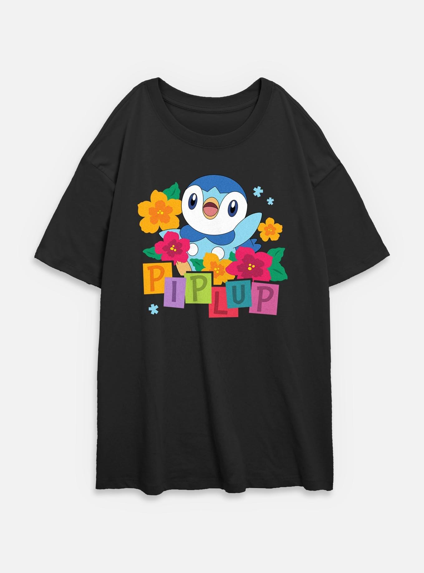 Pokemon Piplup Floral  Womens Oversized T-Shirt, , hi-res
