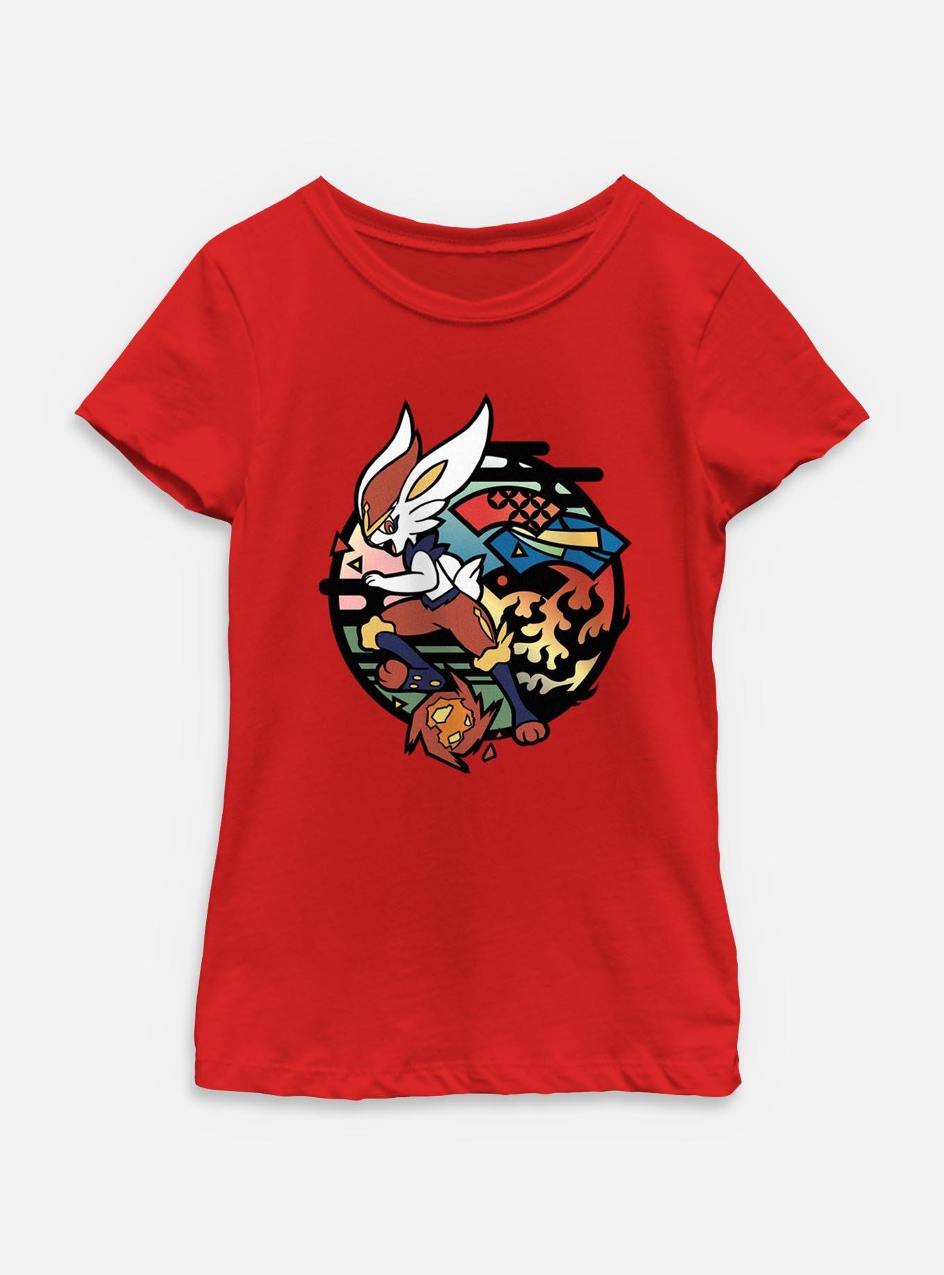 Pokemon Cinderace Stained Glass Icon Youth Girls T-Shirt, , hi-res