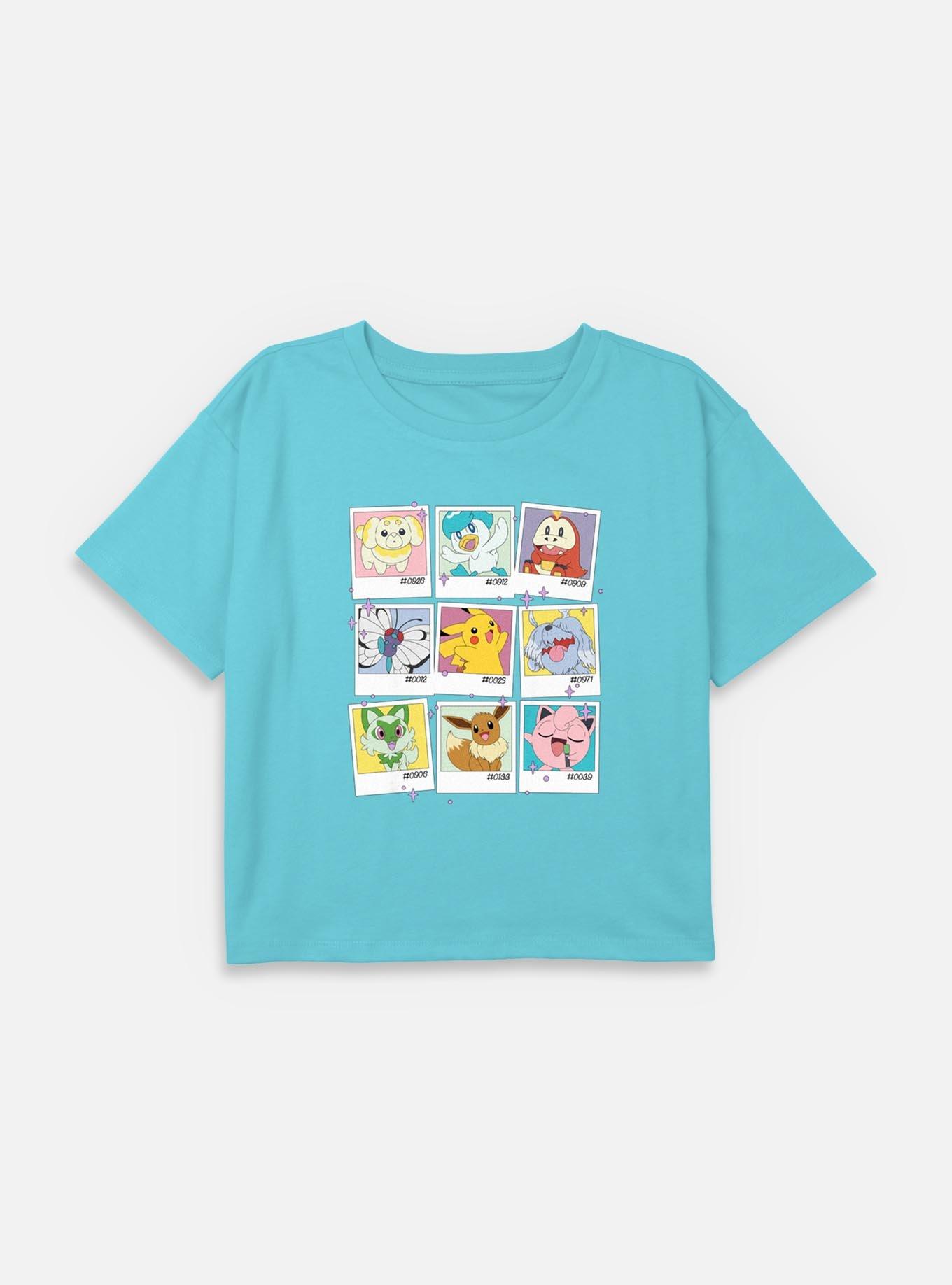 Pokemon Polaroid Group Youth Girls Boxy Crop T-Shirt, BLUE, hi-res
