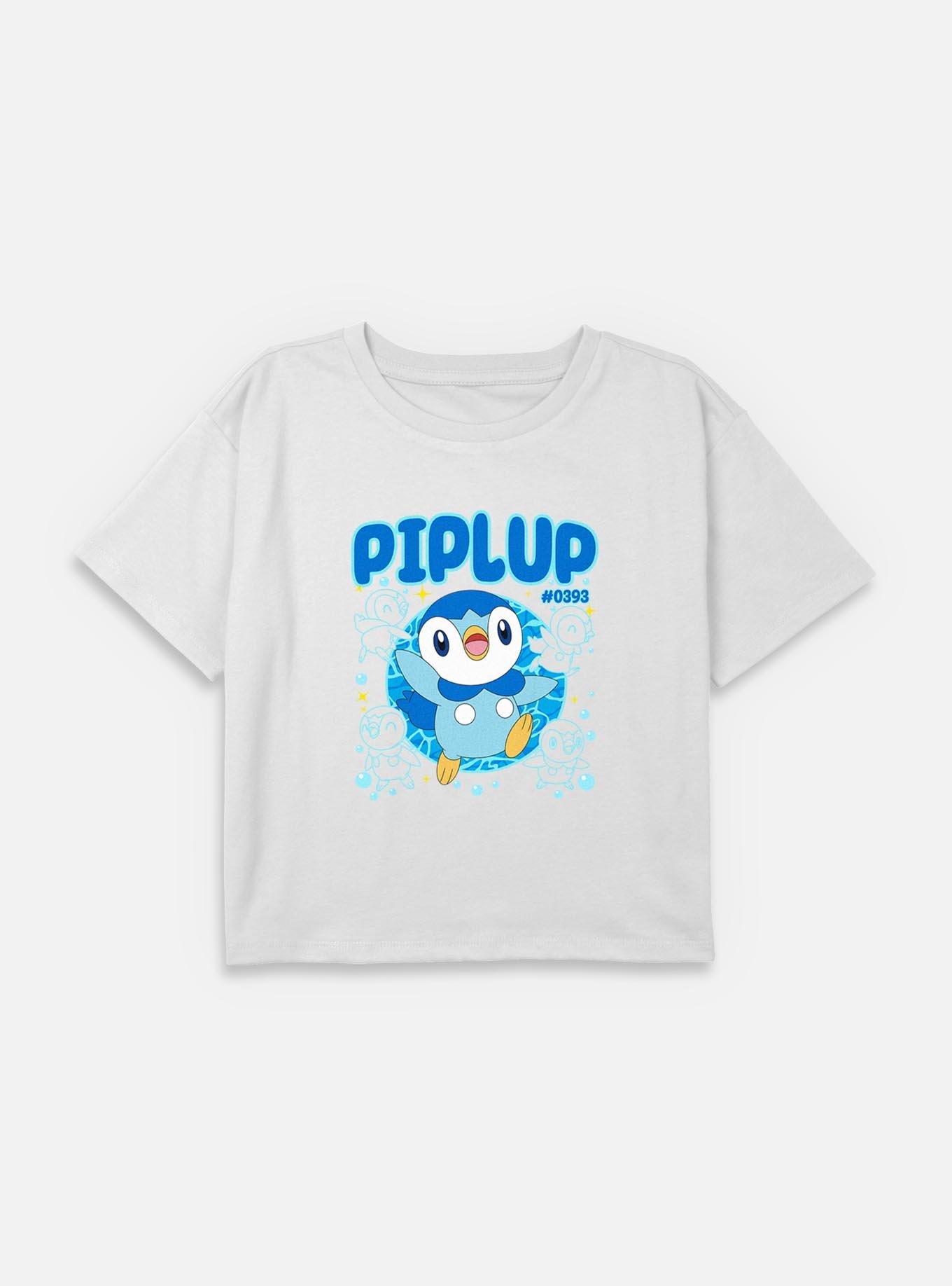 Pokemon Piplup Happy Icon Youth Girls Boxy Crop T-Shirt, , hi-res