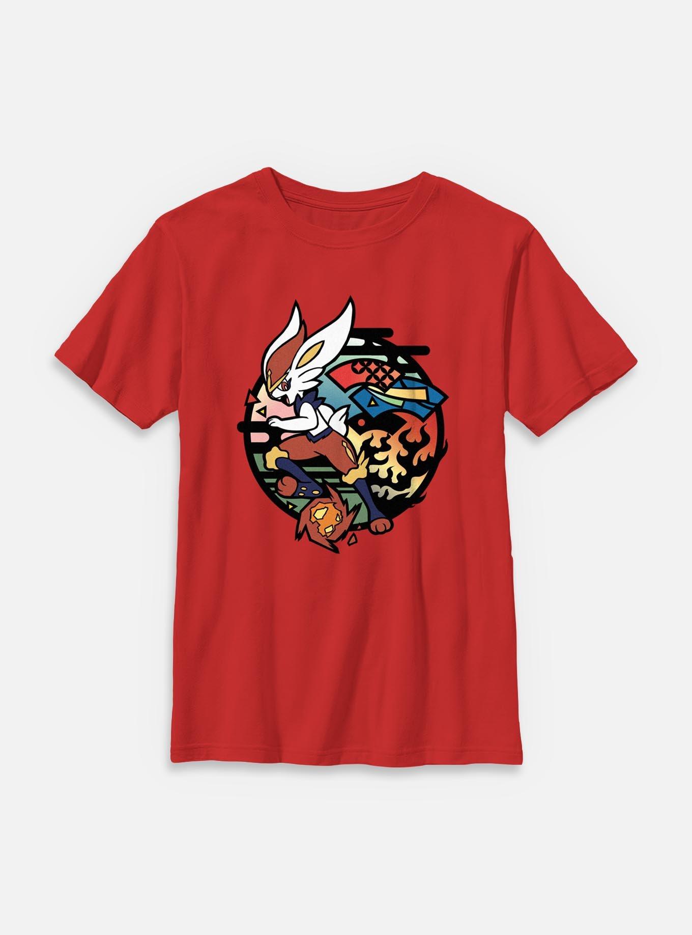 Pokemon Cinderace Stained Glass Icon Youth T-Shirt, , hi-res