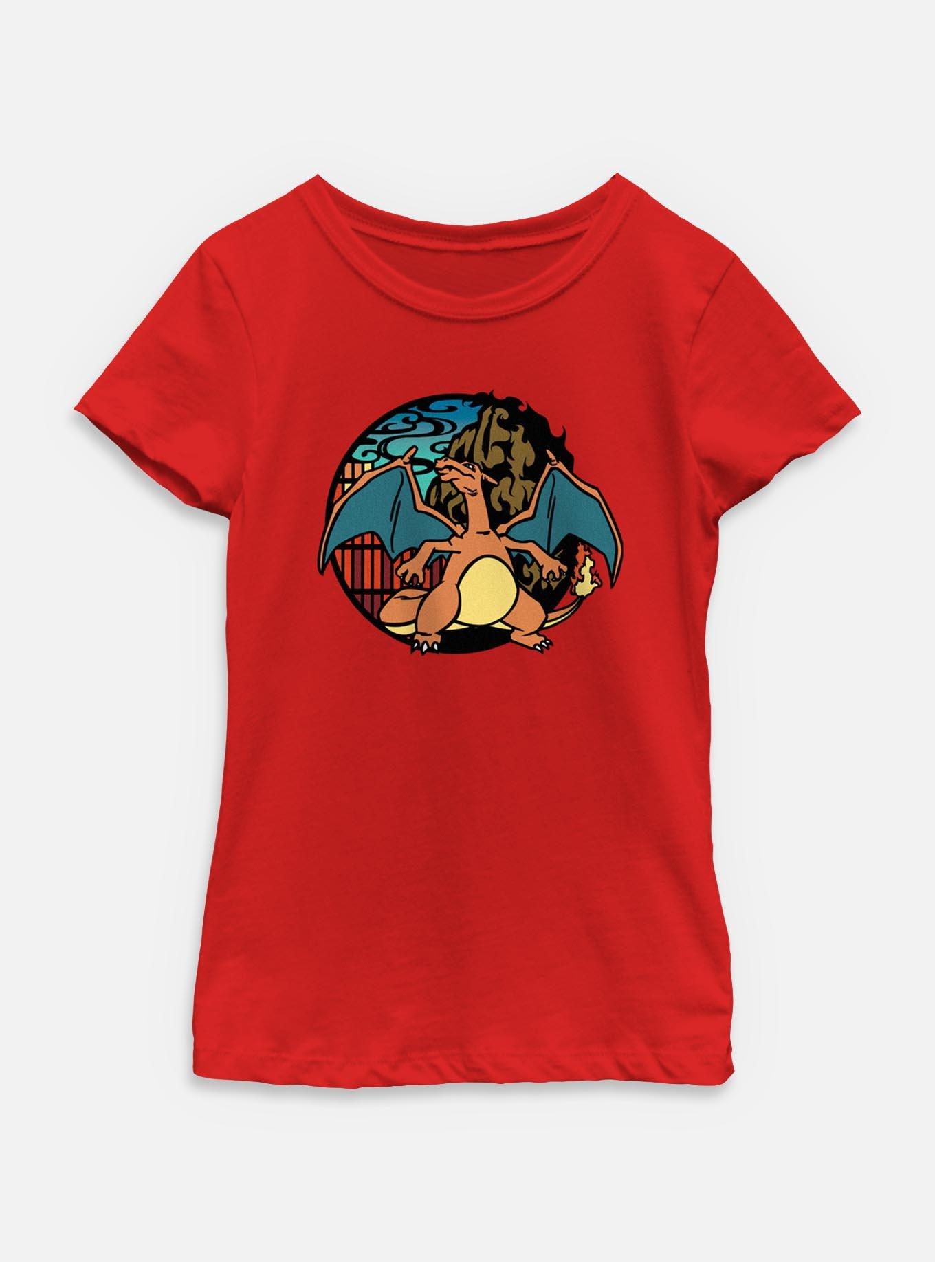 Pokemon Charizard Badge Icon Youth Girls T-Shirt, , hi-res