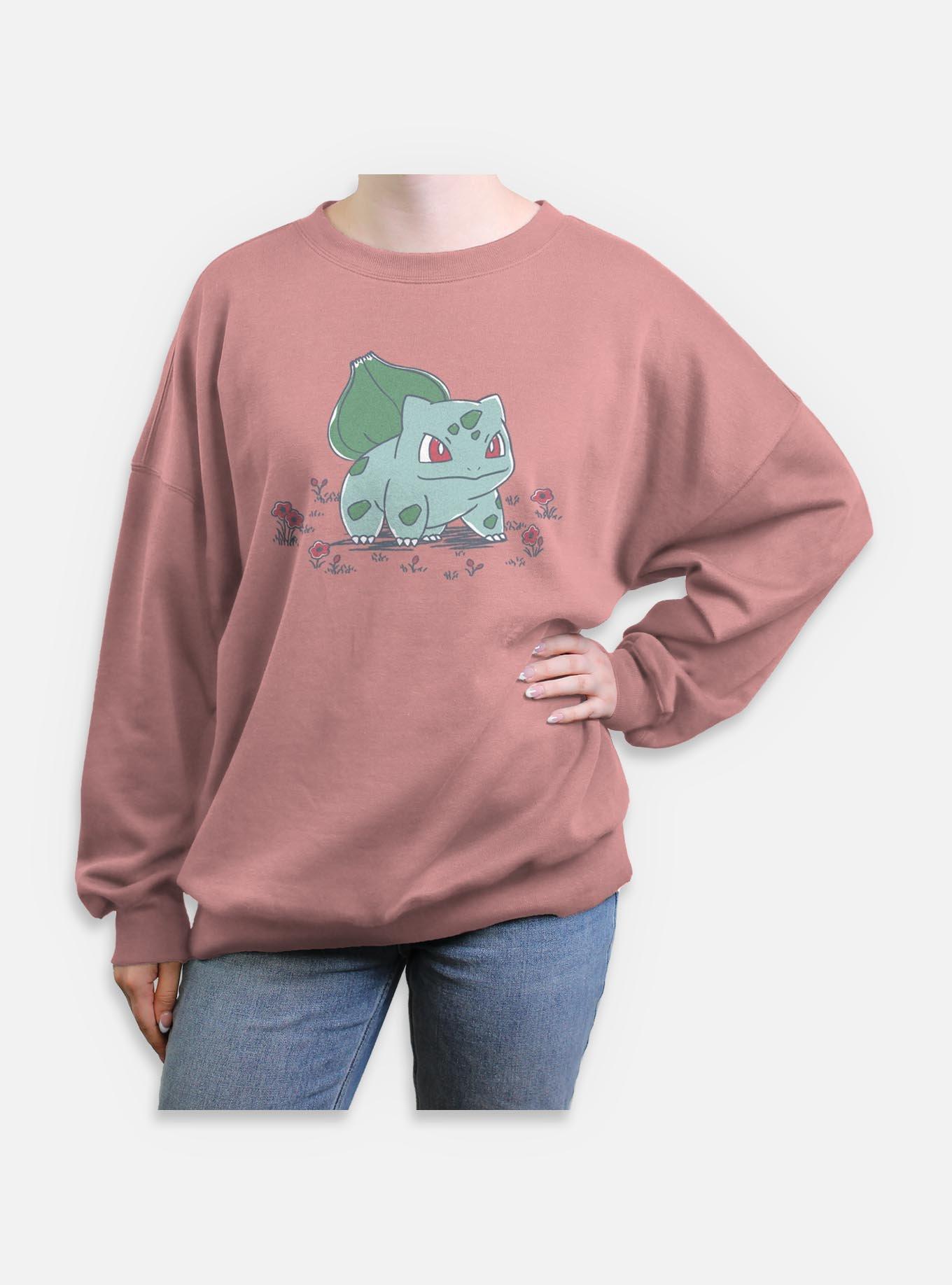Pokemon Bulbasaur Floral Sketch Womens Oversized Sweatshirt, , hi-res