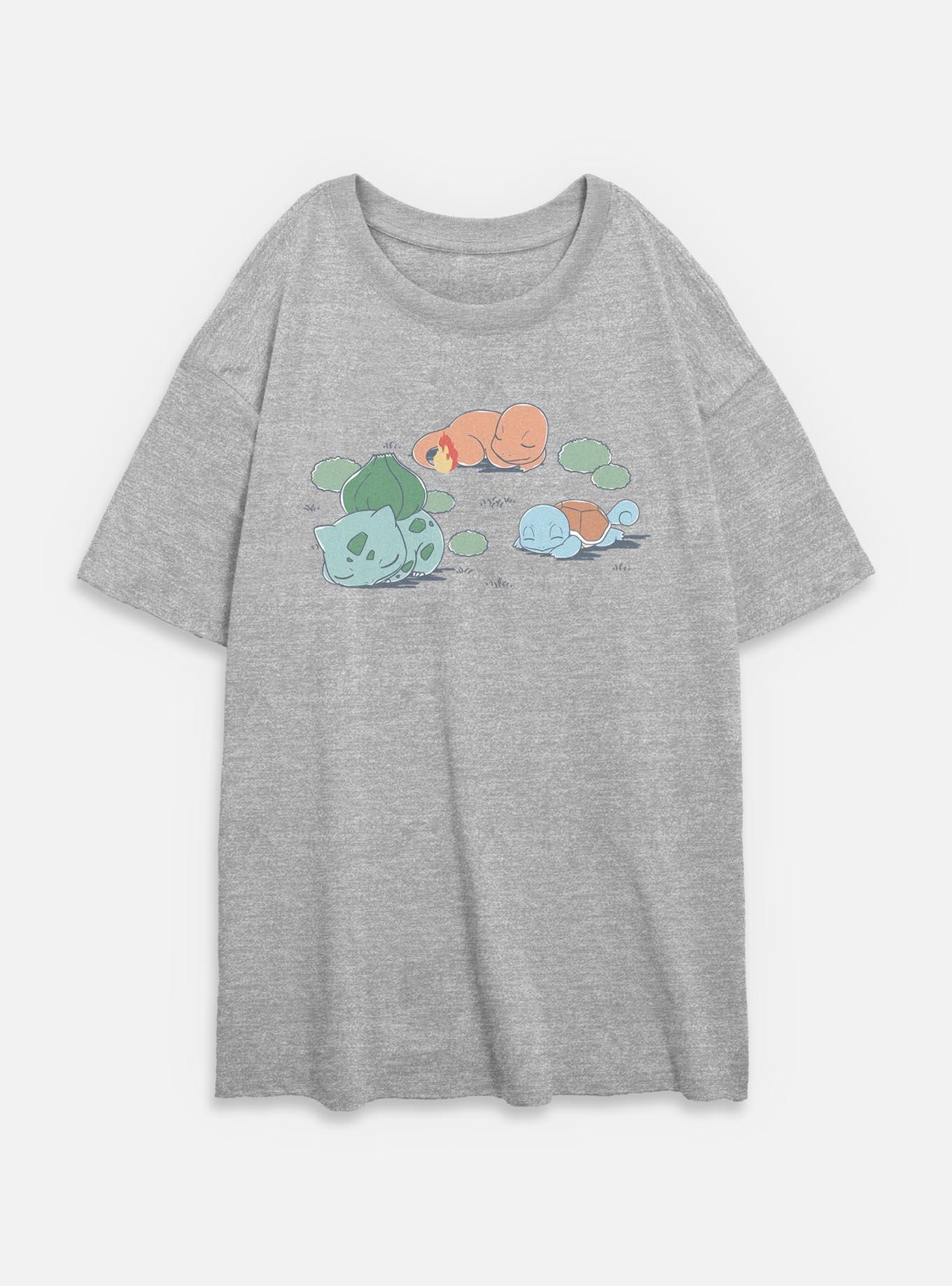 Pokemon Bulbasaur Charmander Squirtle Nap Time Womens Oversized T-Shirt, , hi-res