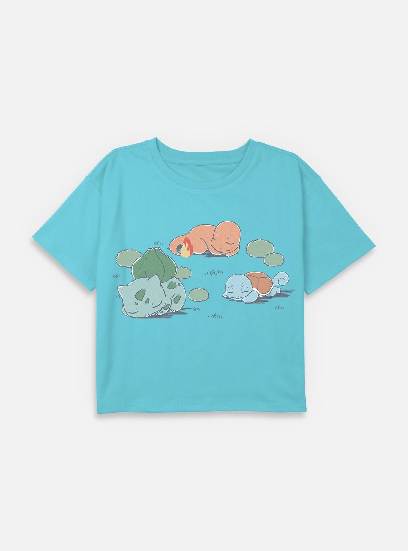 Pokemon Bulbasaur Charmander Squirtle Nap Time Youth Girls Boxy Crop T-Shirt, , hi-res