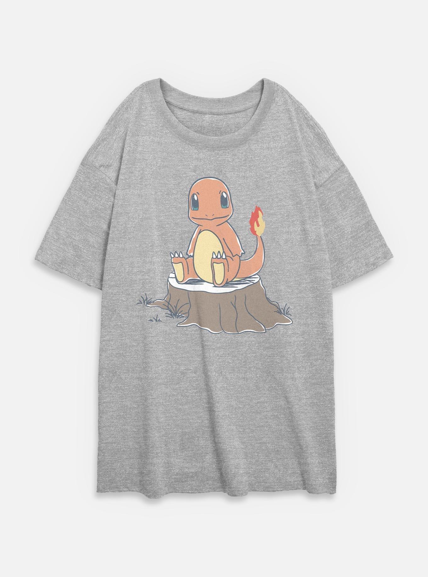 Pokemon Charmander Log Sketch Womens Oversized T-Shirt, , hi-res