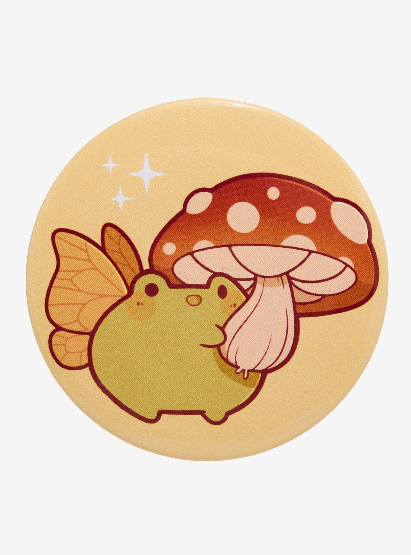 Frog Fairy Mushroom 3 Inch Button By Rihnlin, , hi-res