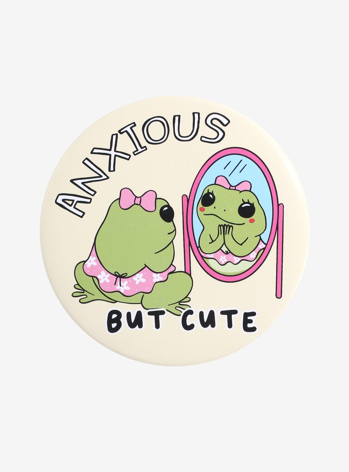 Frog Anxious But Cute 3 Inch Button, , hi-res
