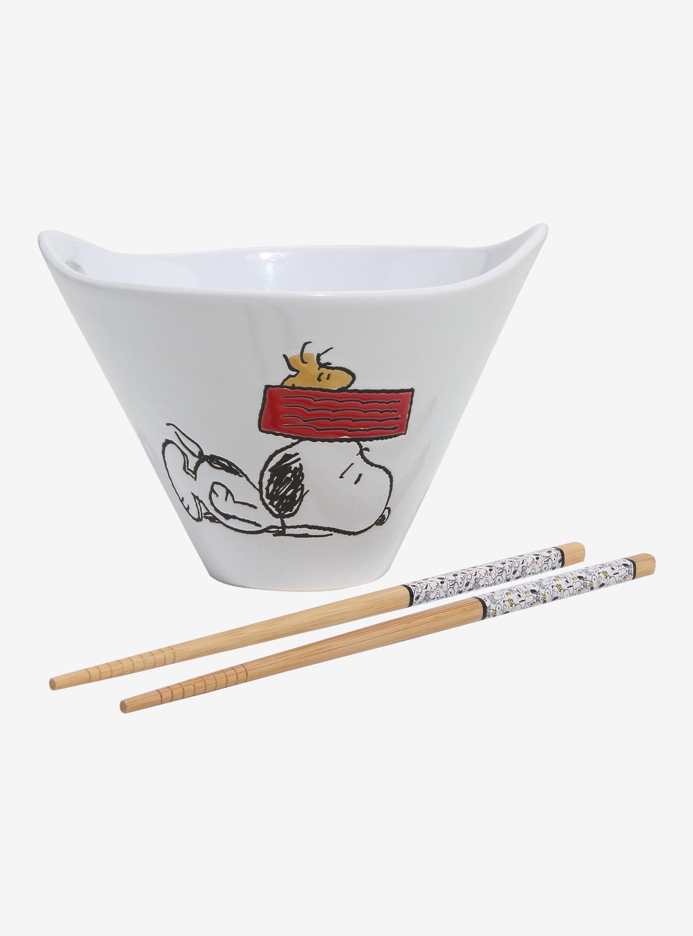 Peanuts Snoopy & Woodstock Wax Resist Ramen Bowl with Chopsticks, , hi-res