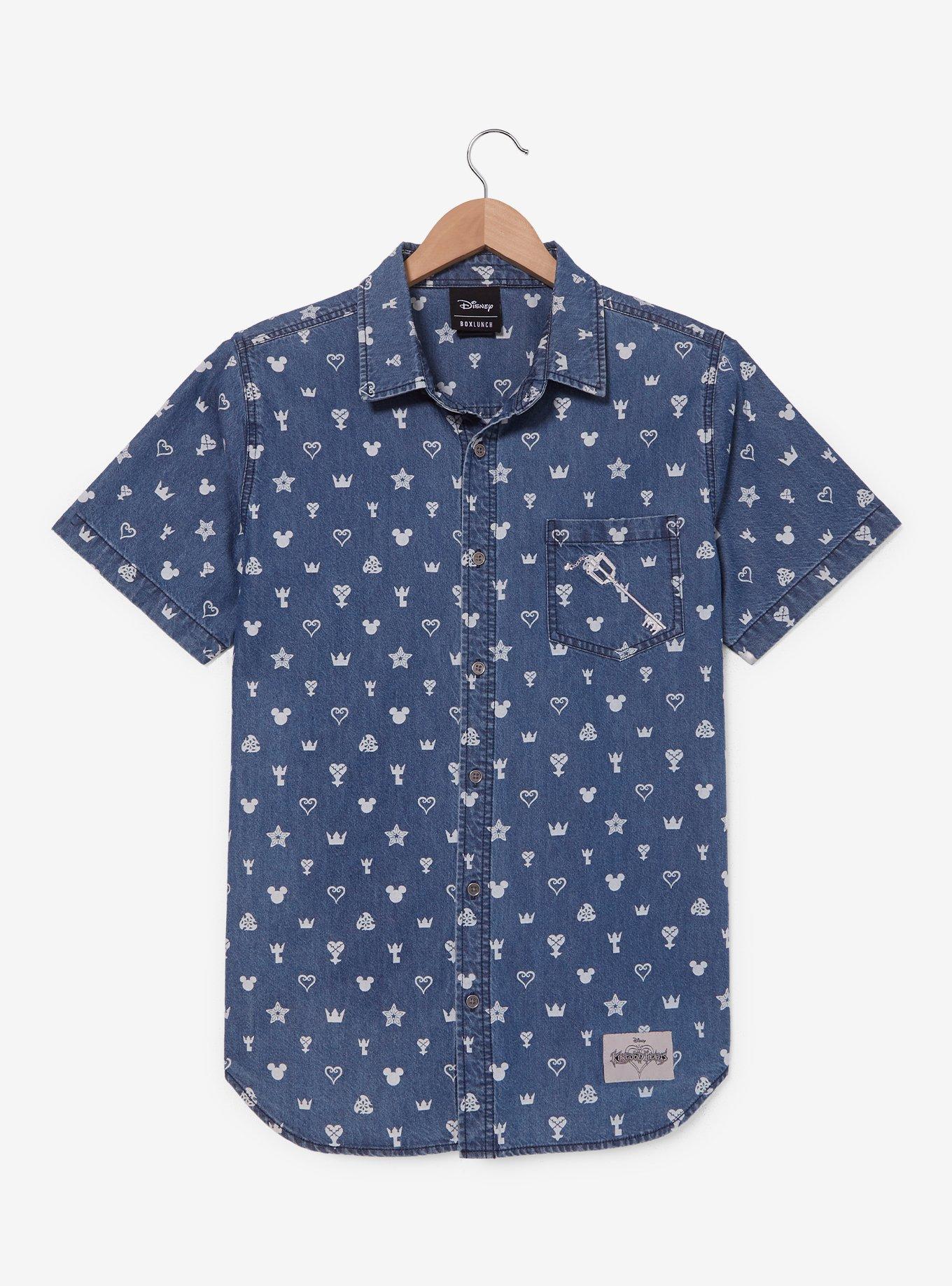 Disney Kingdom Hearts Icons Allover Print Woven Button-Up - BoxLunch Exclusive, , hi-res