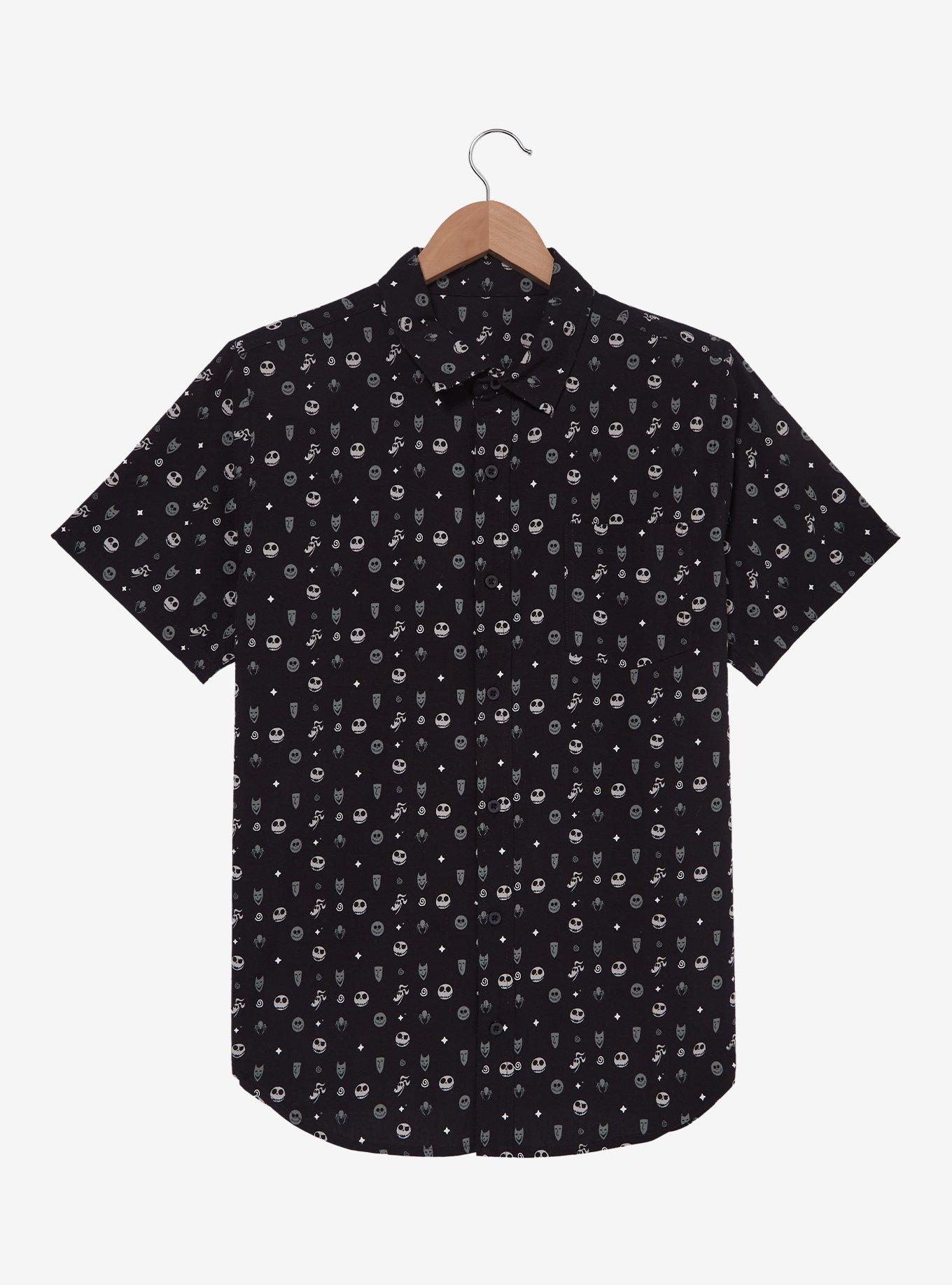 Disney The Nightmare Before Christmas Character Faces Allover Print Woven Button-Up - BoxLunch Exclusive, , hi-res