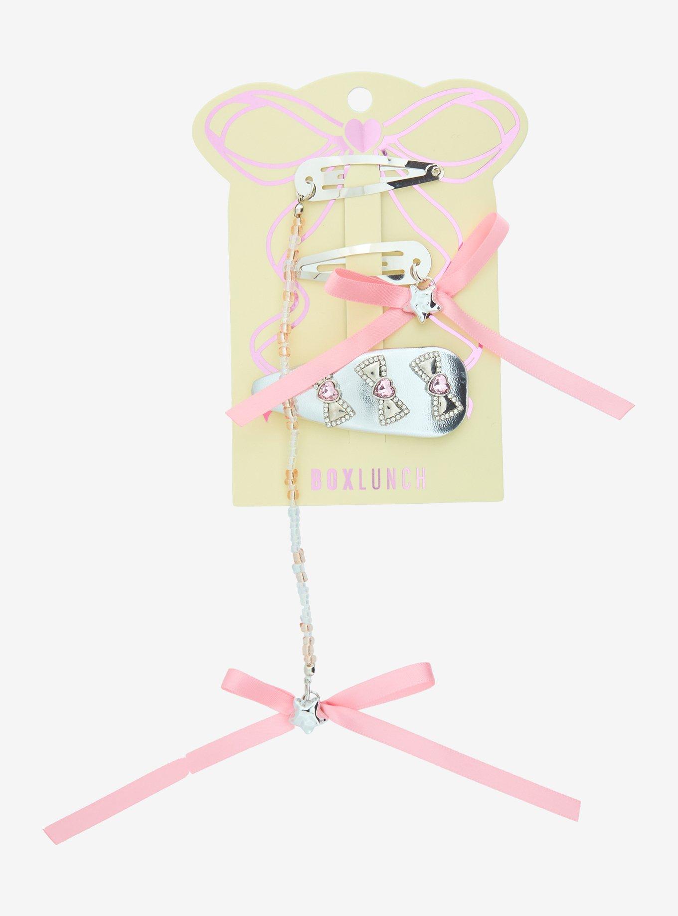 Pink Bow Charms Hair Clip Set - BoxLunch Exclusive, , hi-res