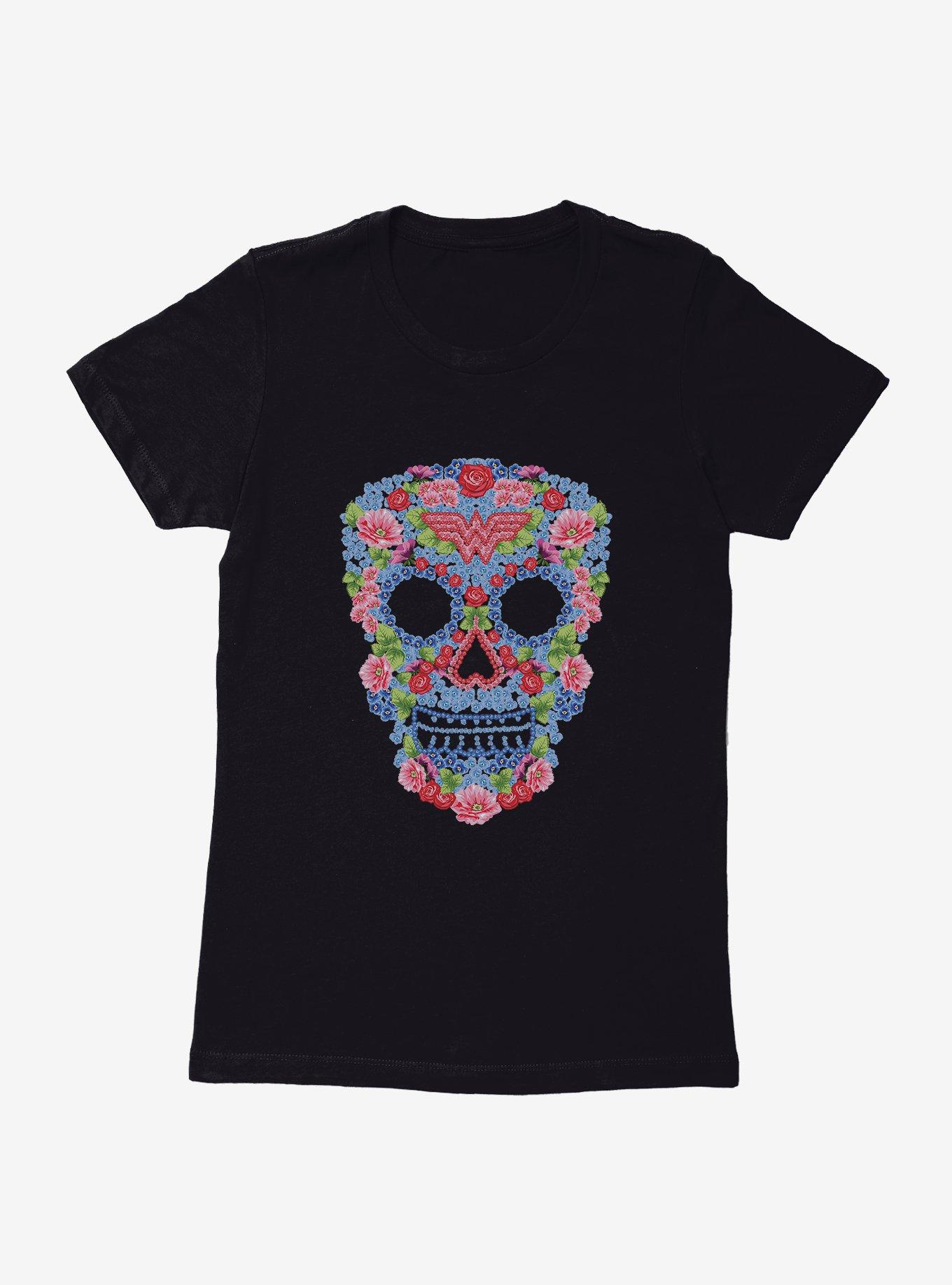 DC Comics Wonder Woman Flower Skull Womens T-Shirt