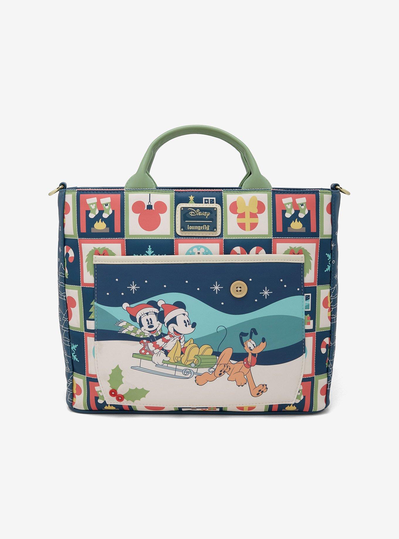 Loungefly Disney Mickey Mouse & Friends Checker Holiday Convertible Tote Bag, , hi-res