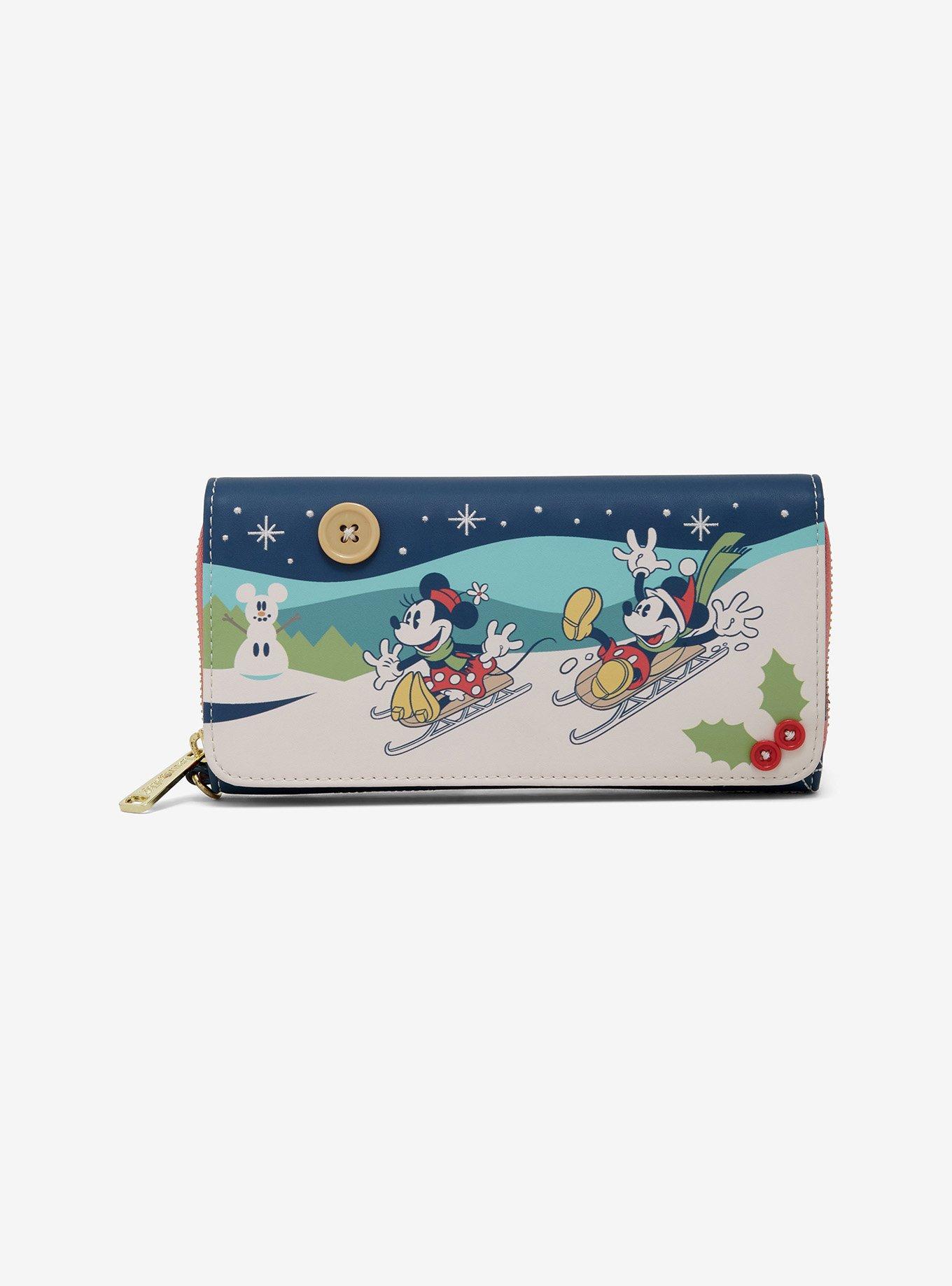 Loungefly Disney Mickey Mouse & Minnie Mouse Holiday Sleigh Flap Wallet, , hi-res