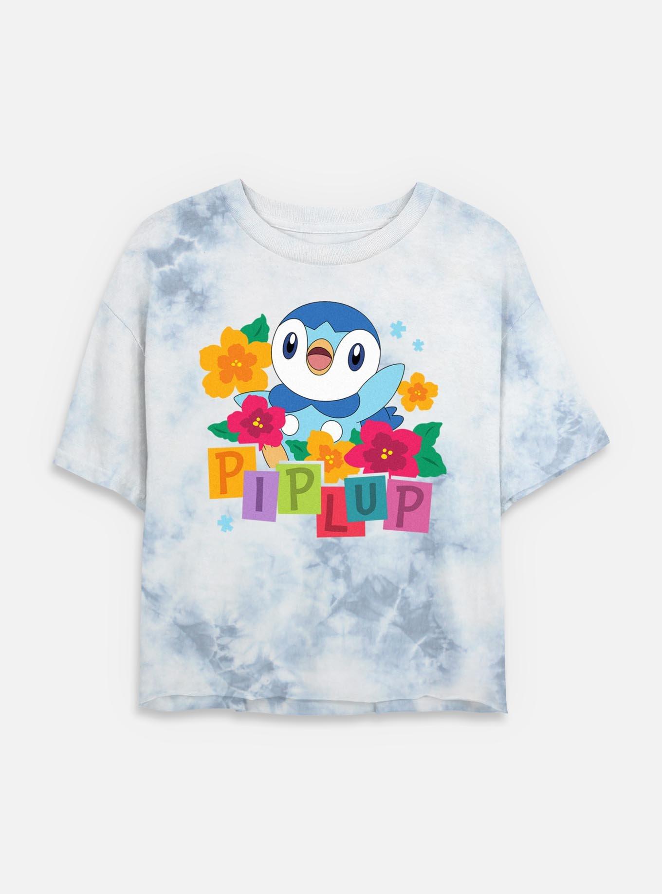 Pokemon Piplup Floral  Tie Dye Crop Womens T-Shirt, , hi-res