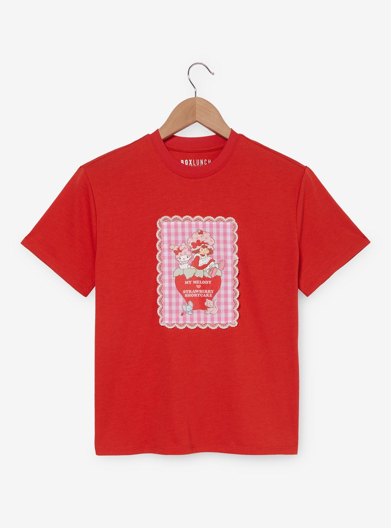 Strawberry Shortcake x Sanrio My Melody & Strawberry Gingham Patch Women's T-Shirt - BoxLunch Exclusive, , hi-res