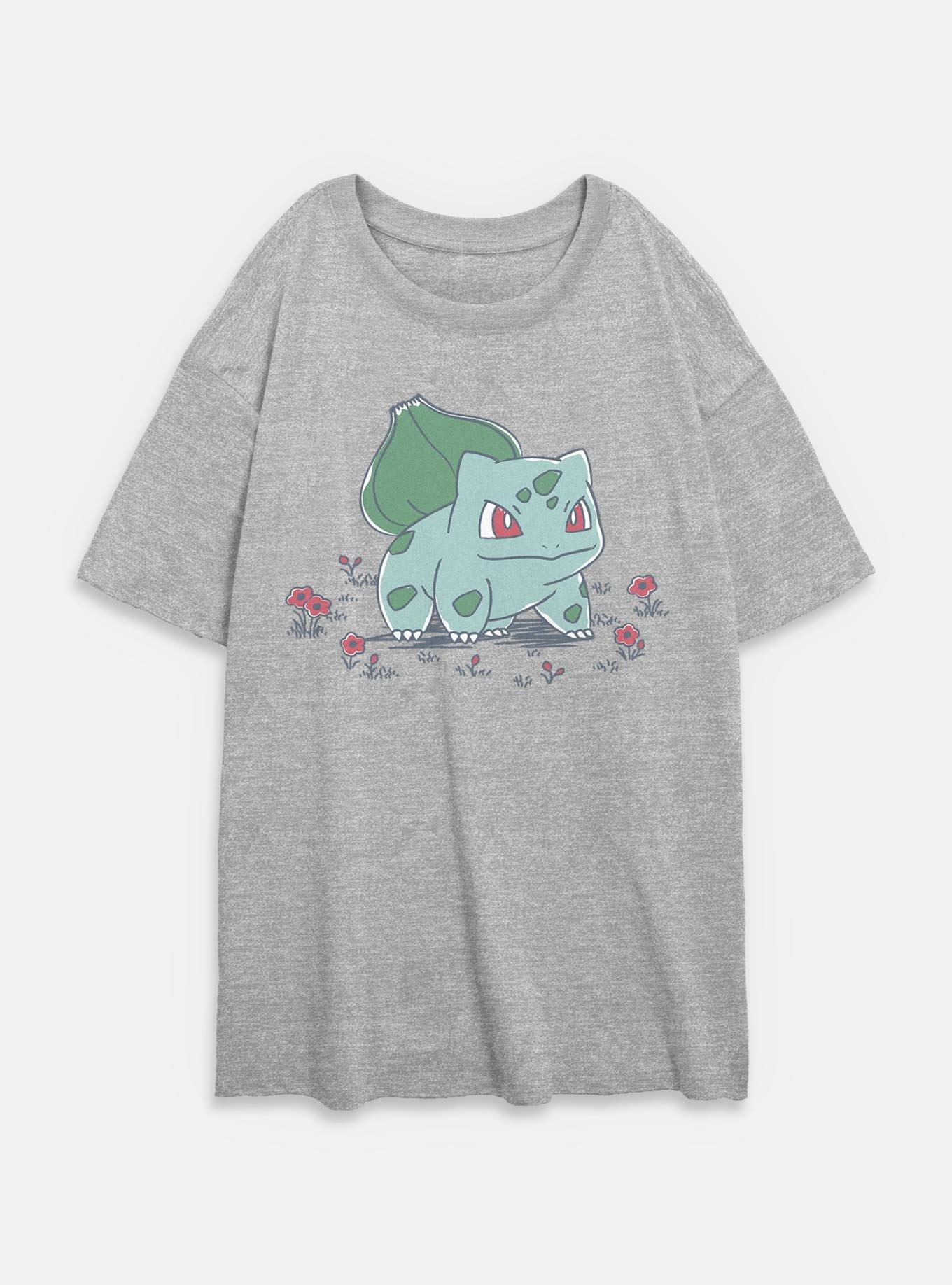 Pokemon Bulbasaur Floral Sketch Womens Oversized T-Shirt, , hi-res