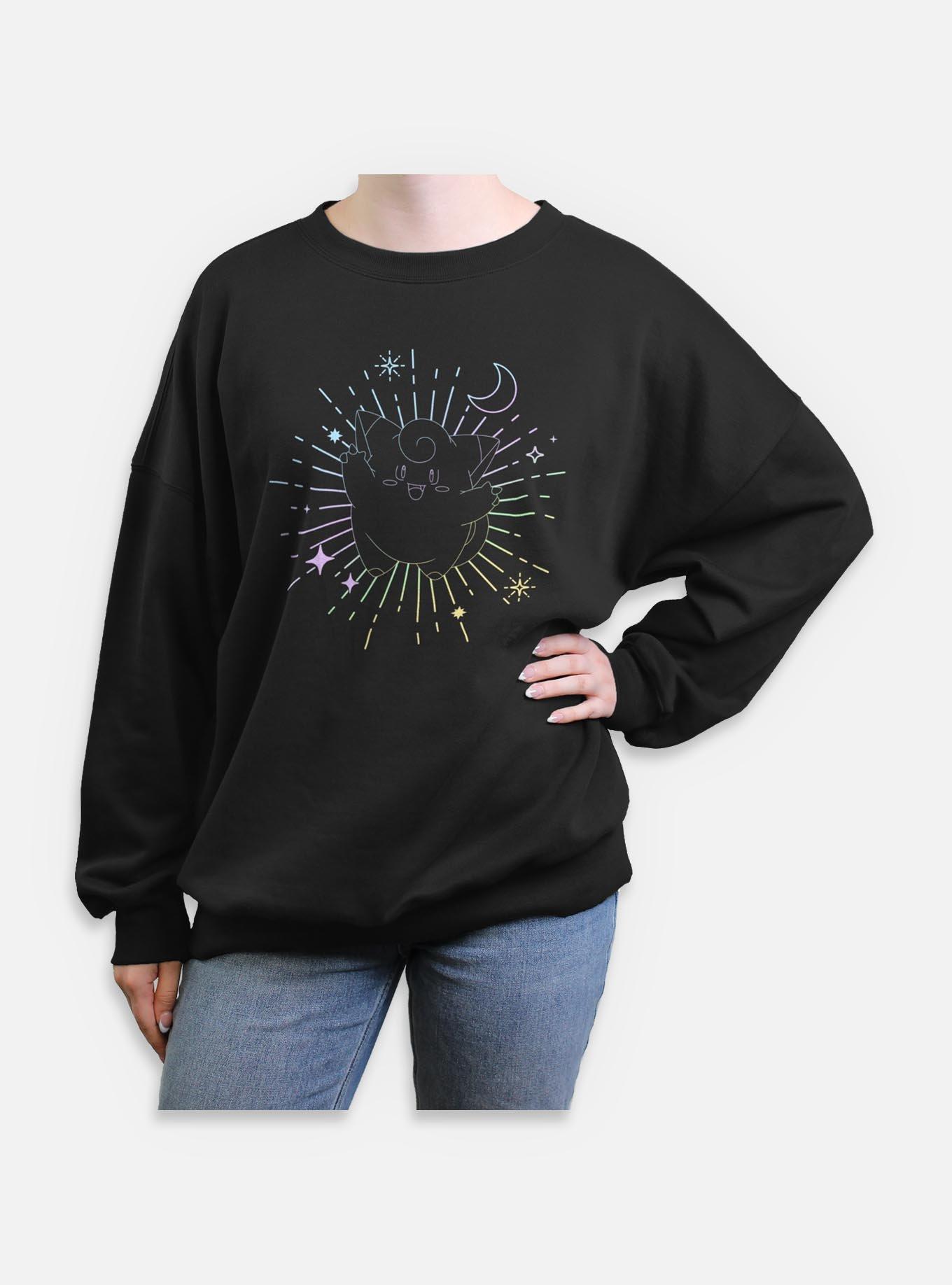 Pokemon Celestial Clefairy Womens Oversized Sweatshirt, BLACK, hi-res