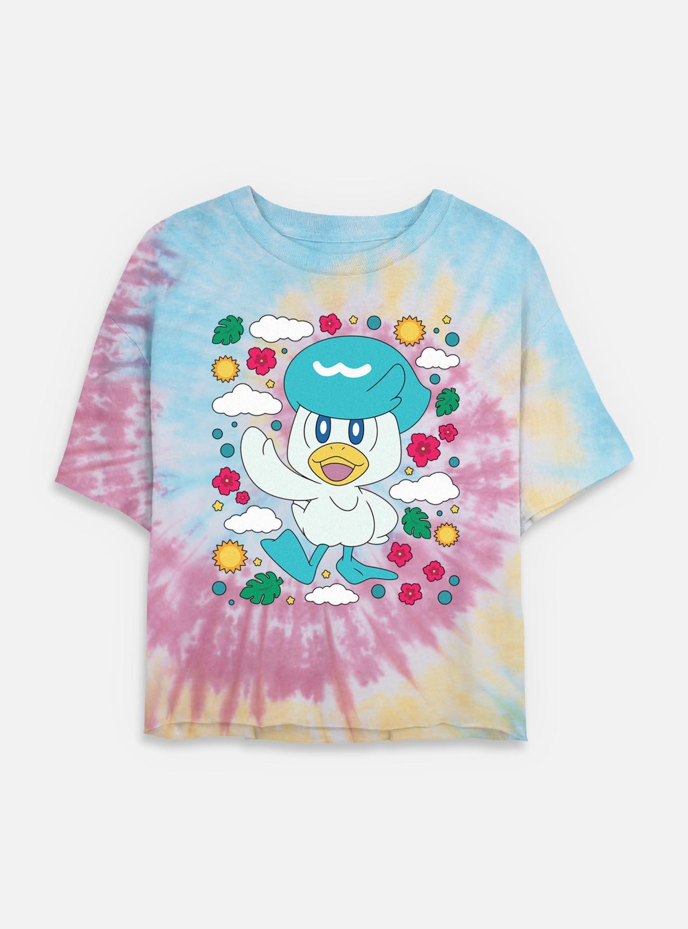 Pokemon Quaxly Floral Tie Dye Crop Womens  T-Shirt, , hi-res