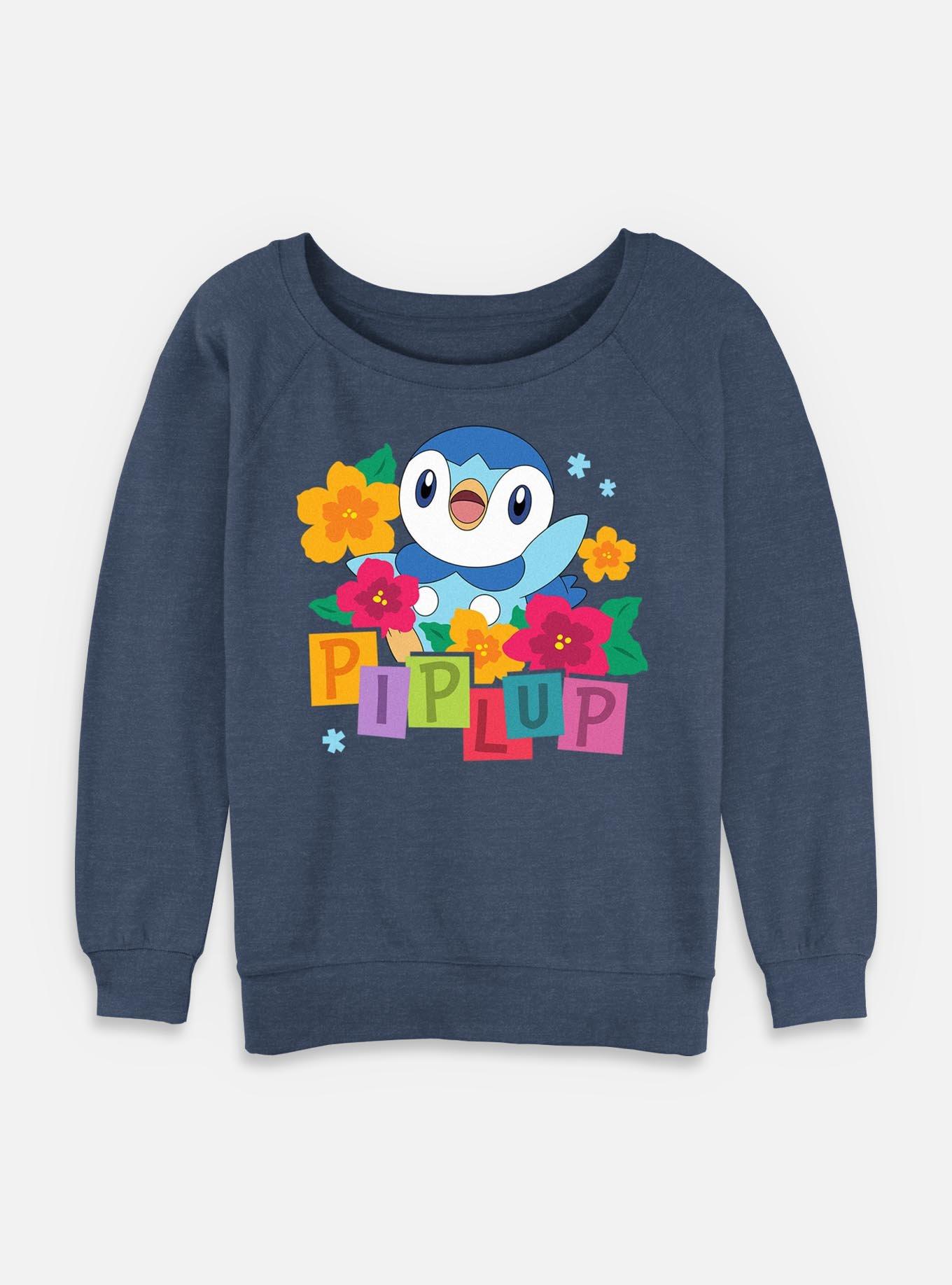 Pokemon Piplup Floral  Womens Slouchy Sweatshirt, BLUEHTR, hi-res