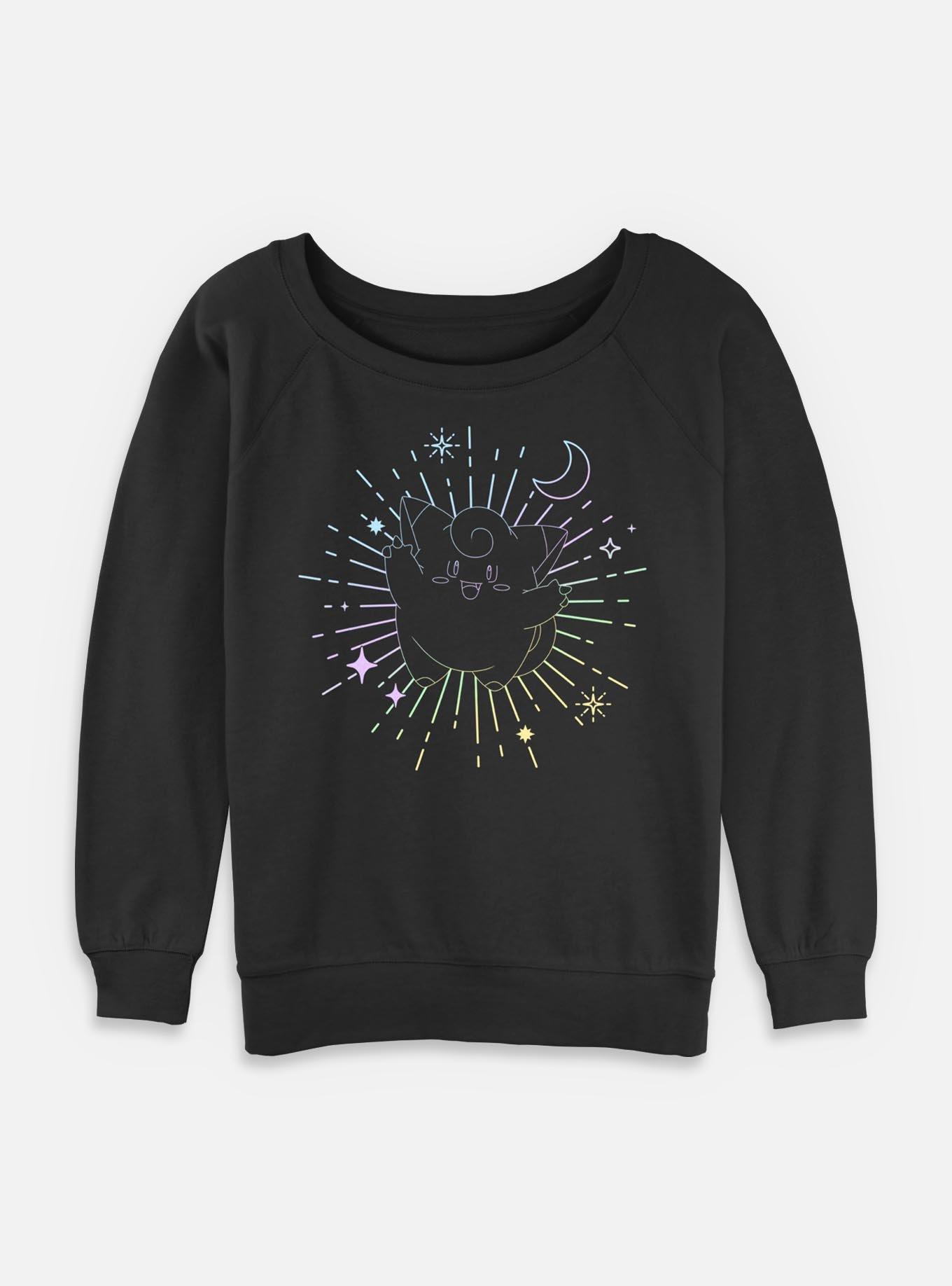 Pokemon Celestial Clefairy Womens Slouchy Sweatshirt, BLACK, hi-res