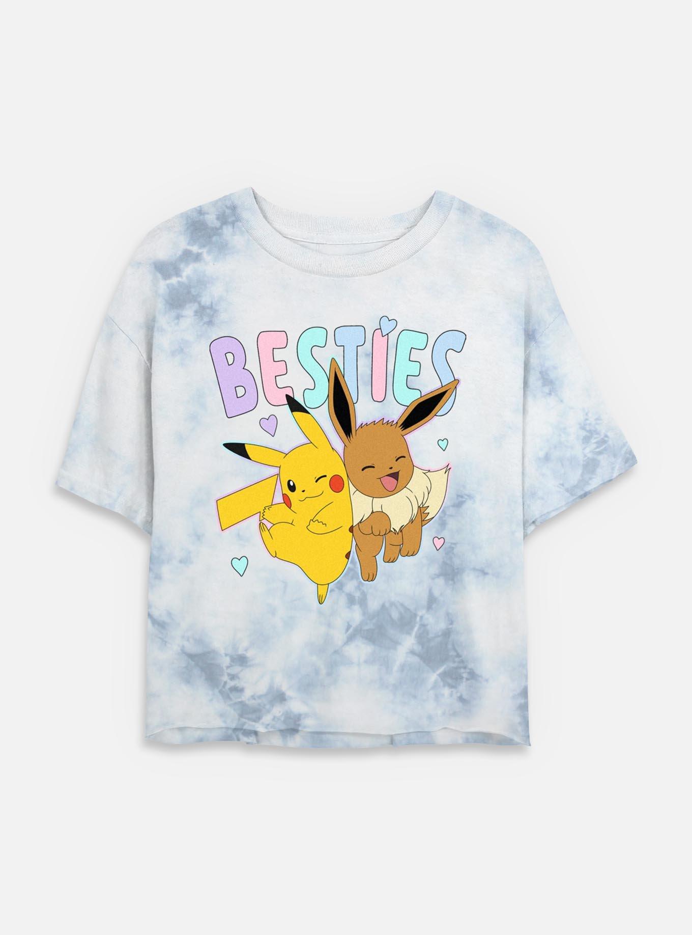 Pokemon Besties Pikachu Eevee Tie Dye Crop Womens T-Shirt, WHITEBLUE, hi-res