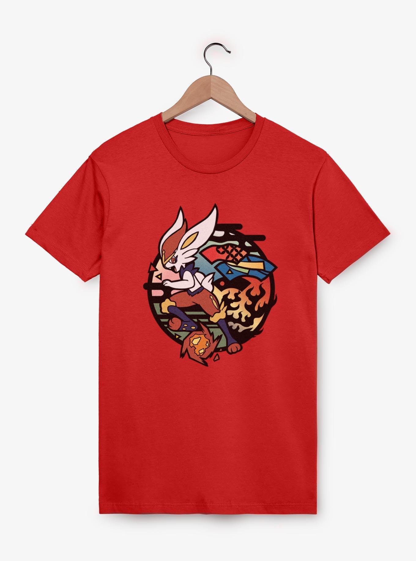 Pokemon Cinderace Stained Glass Icon T-Shirt, RED, hi-res