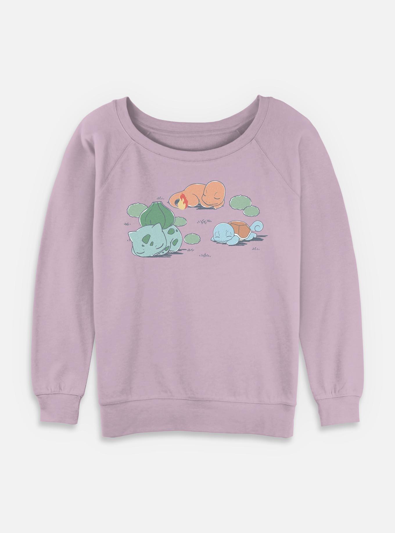 Pokemon Bulbasaur Charmander Squirtle Nap Time Womens Slouchy Sweatshirt, , hi-res