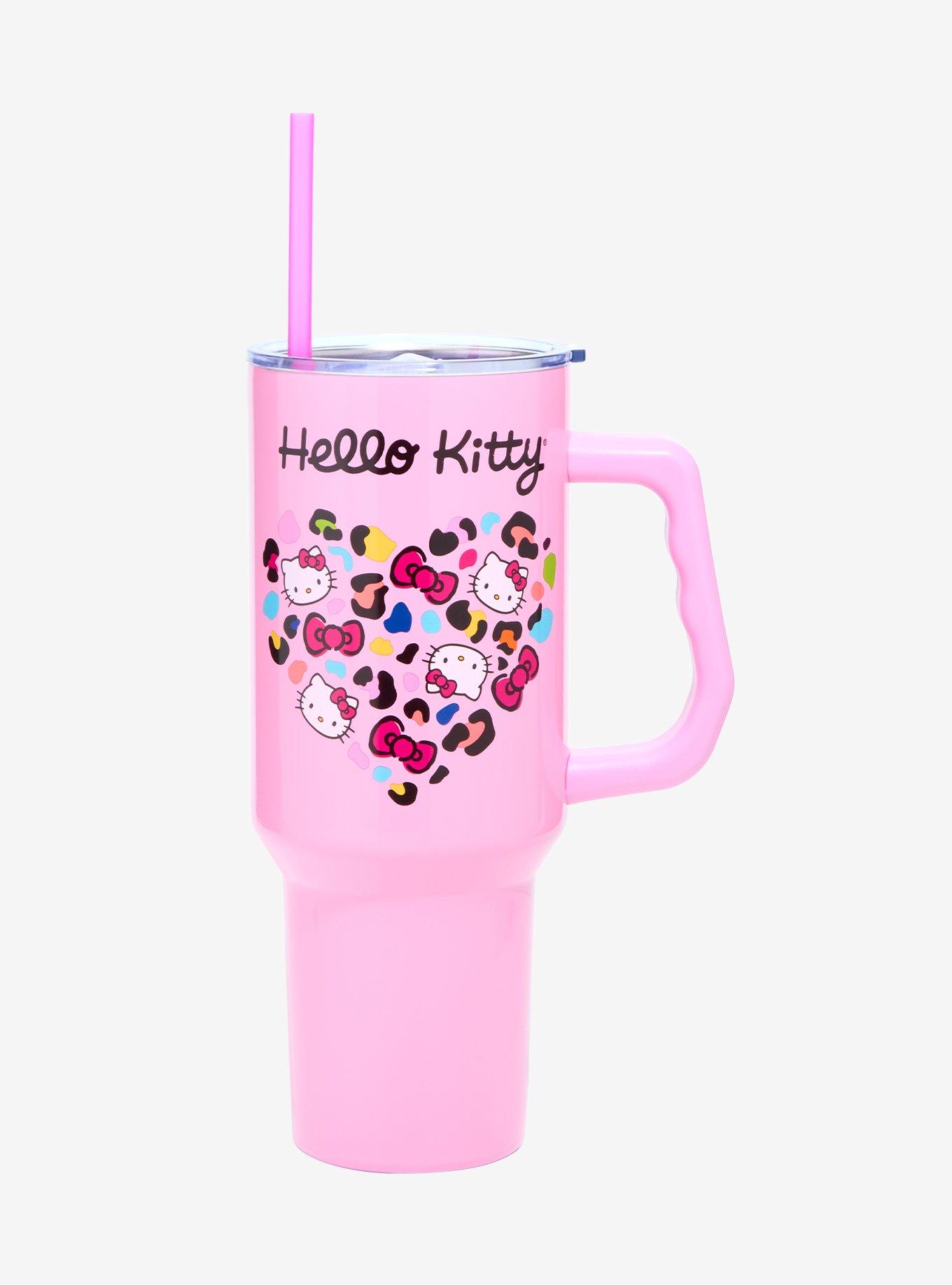 Hello Kitty Rainbow Leopard Print Heart Stainless Steel Travel Cup, , hi-res