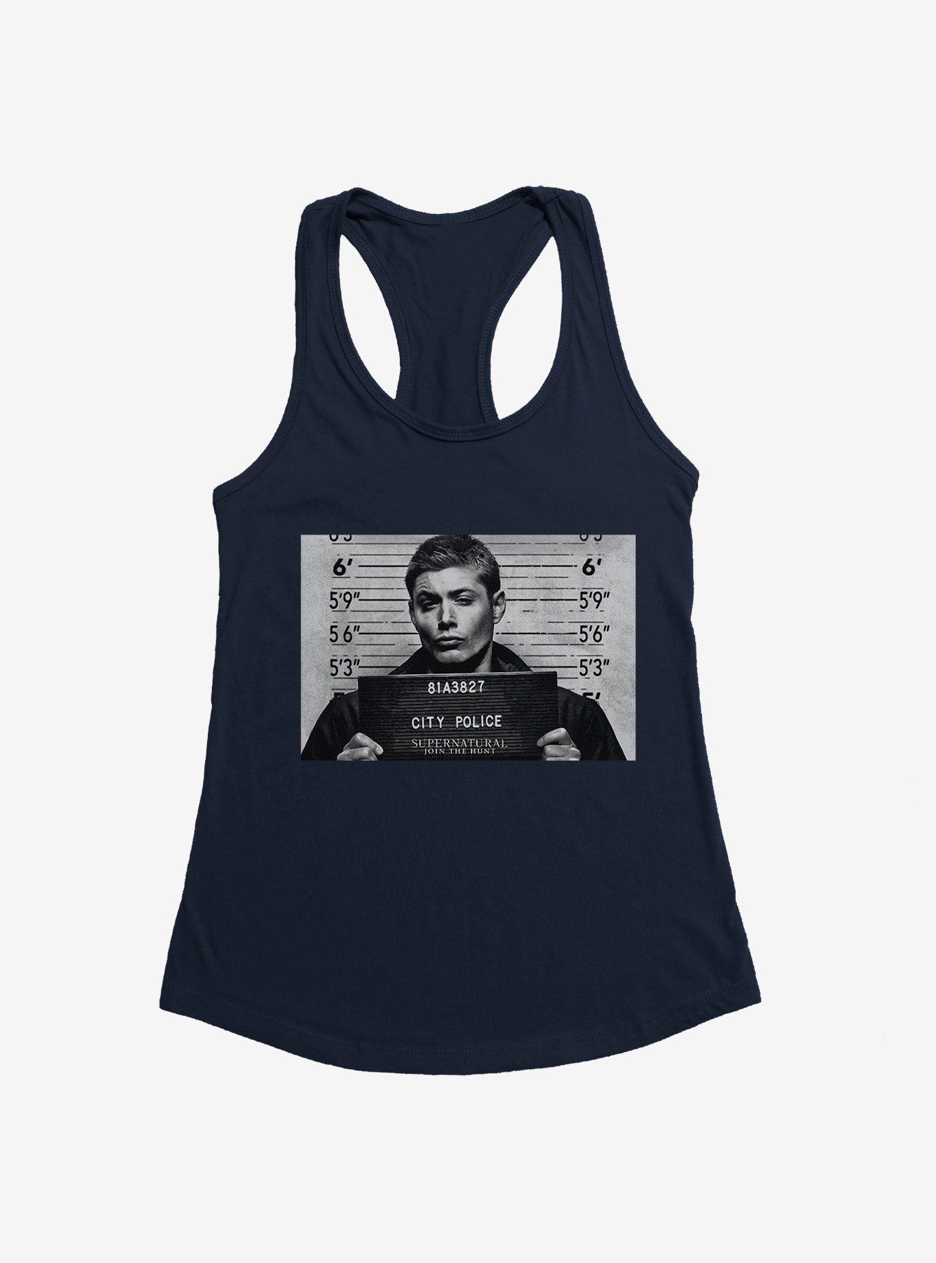 Supernatural Dean Winchester Mug Shot Womens Tank, MIDNIGHT NAVY, hi-res