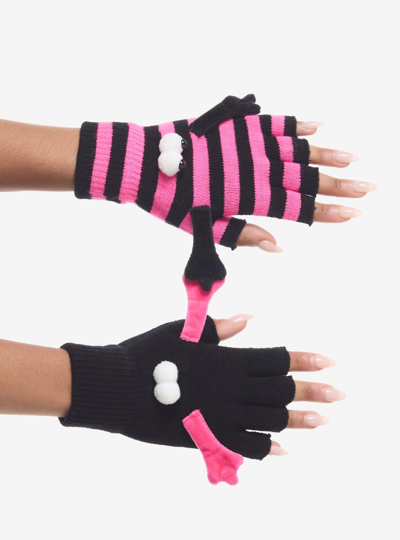 Pink & Black Magnetic Fingerless Gloves, , hi-res