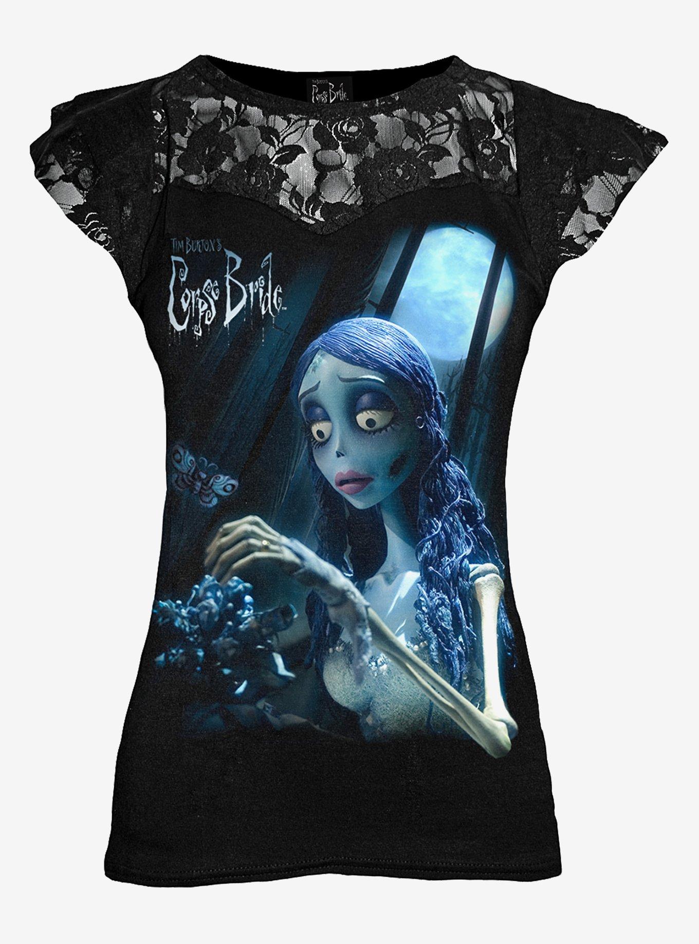 Corpse Bride (Glow In The Dark) Lace Layered Cap Sleeve Top, , hi-res