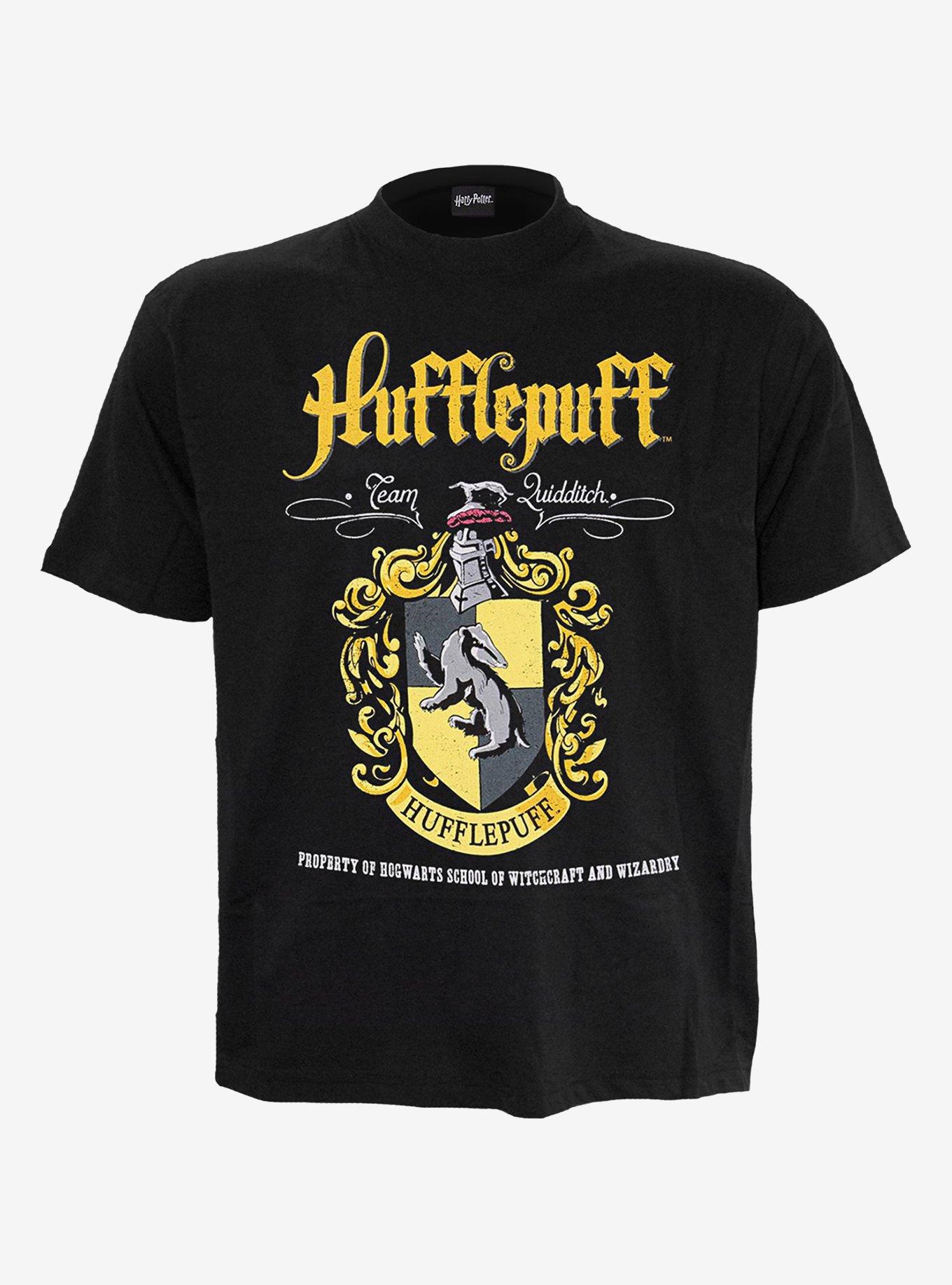 Harry Potter Hufflepuff Crest Front Print T-Shirt, BLACK, hi-res