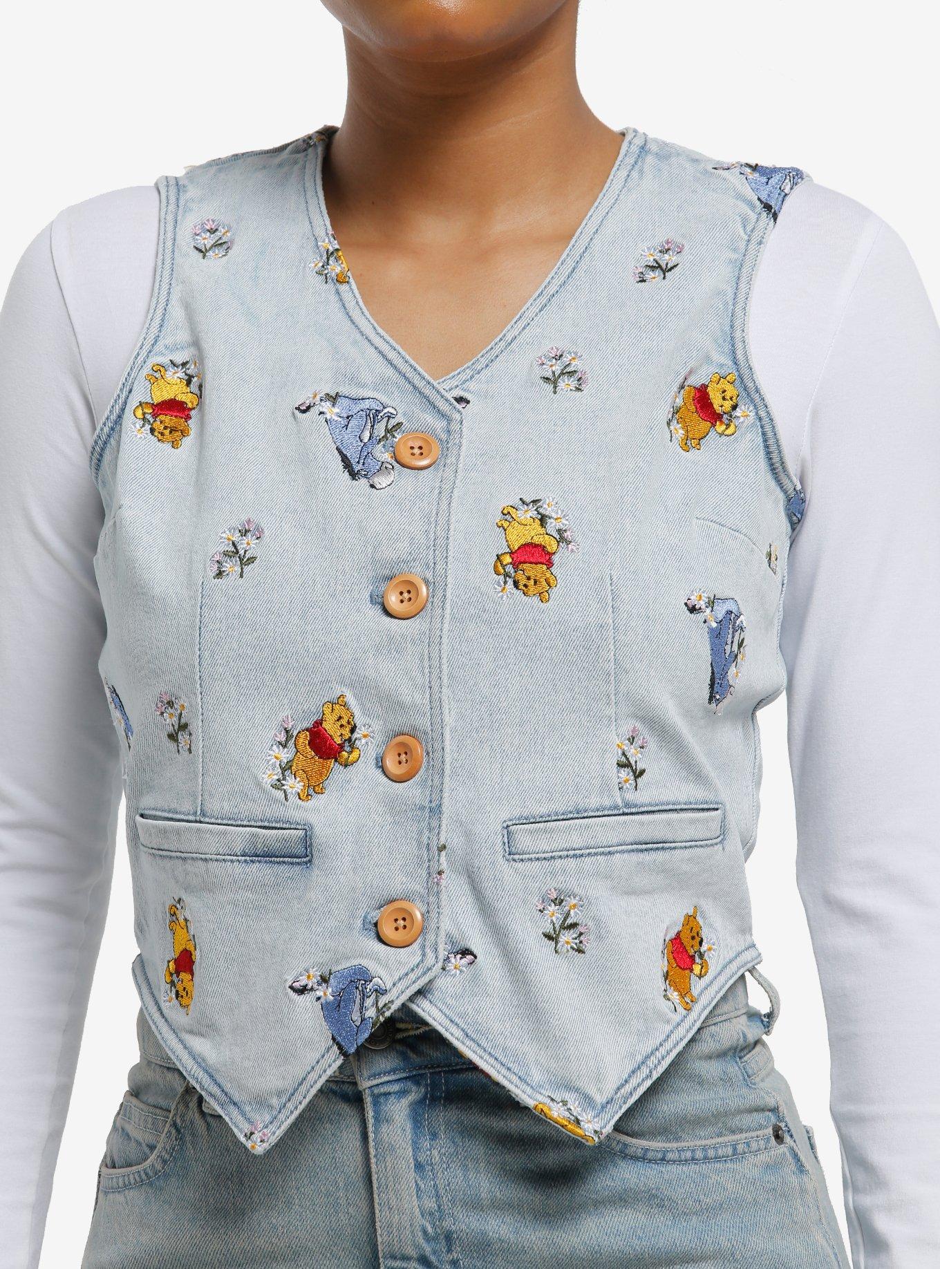 Her Universe Disney Winnie The Pooh Embroidered Girls Denim Vest, , hi-res