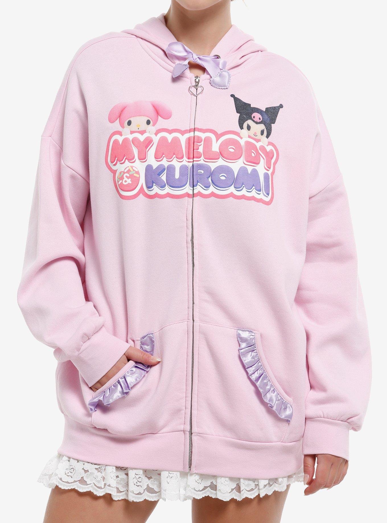 My Melody & Kuromi Ruffle Girls Oversized Hoodie, , hi-res