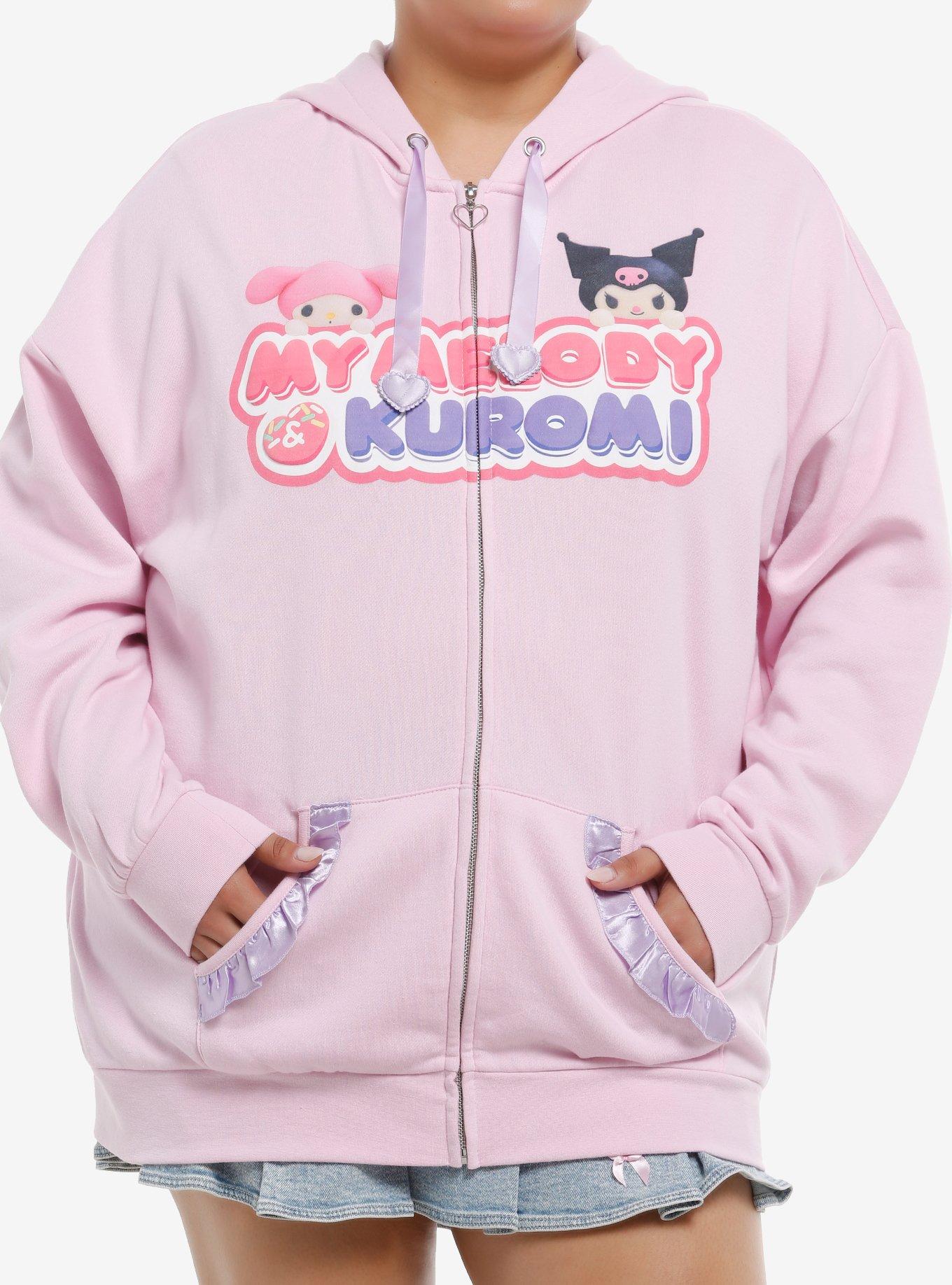 My Melody & Kuromi Ruffle Girls Oversized Hoodie Plus Size, , hi-res